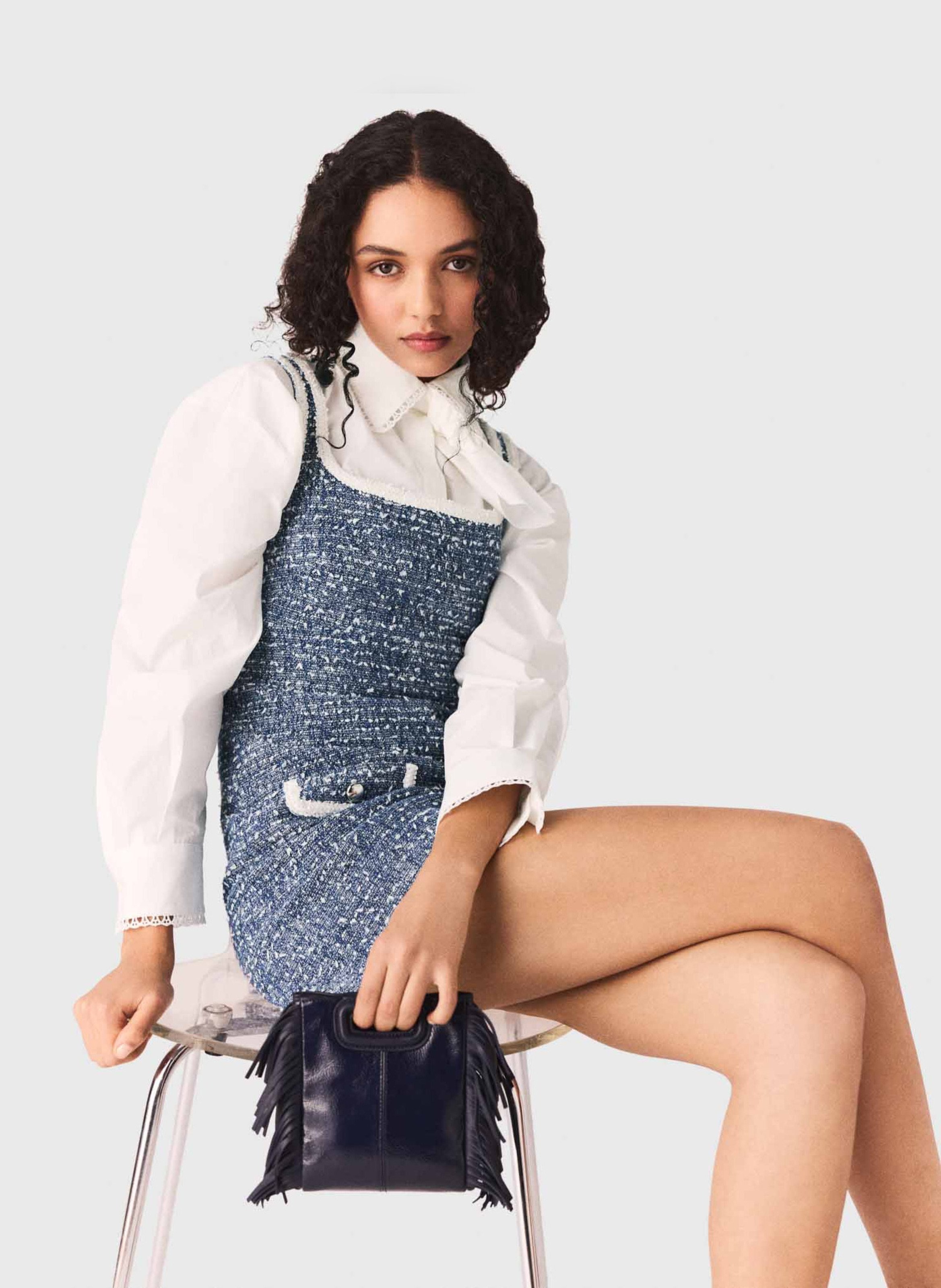 Robe courte ajustée en tweed MAJE Bleu