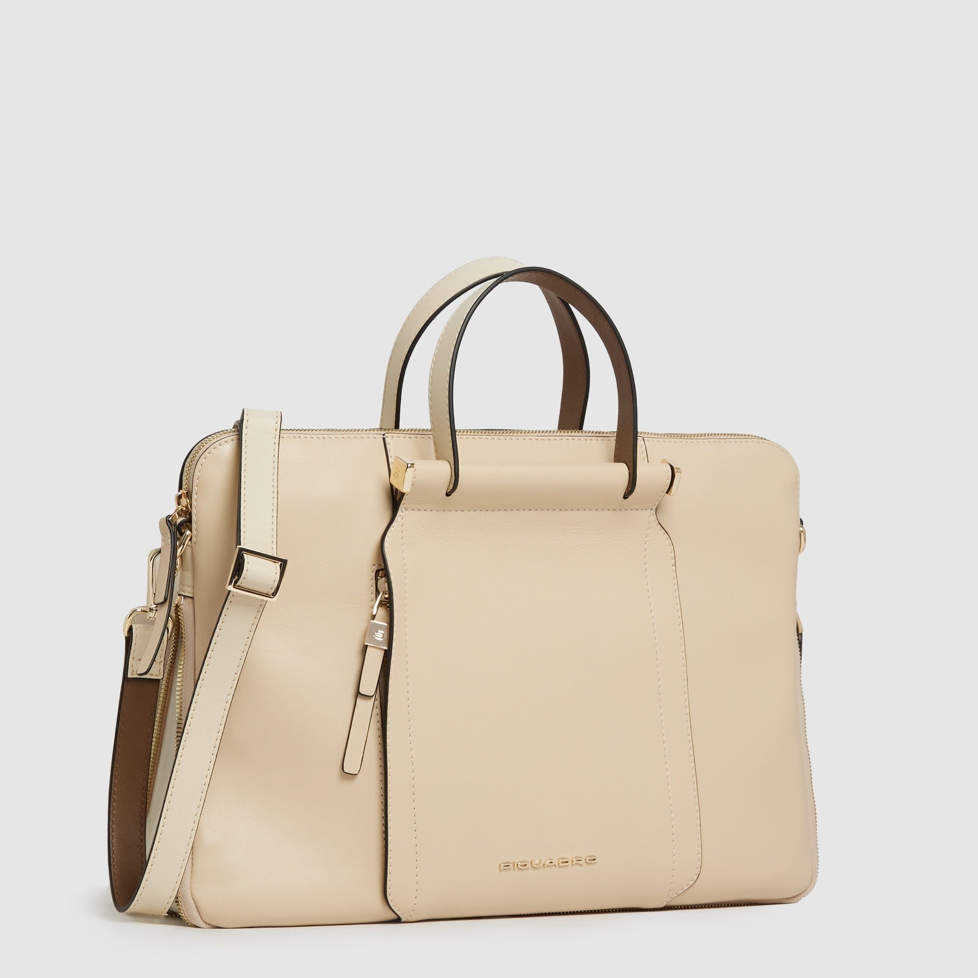 Expandable 14" women's laptop bag PIQUADRO Beige