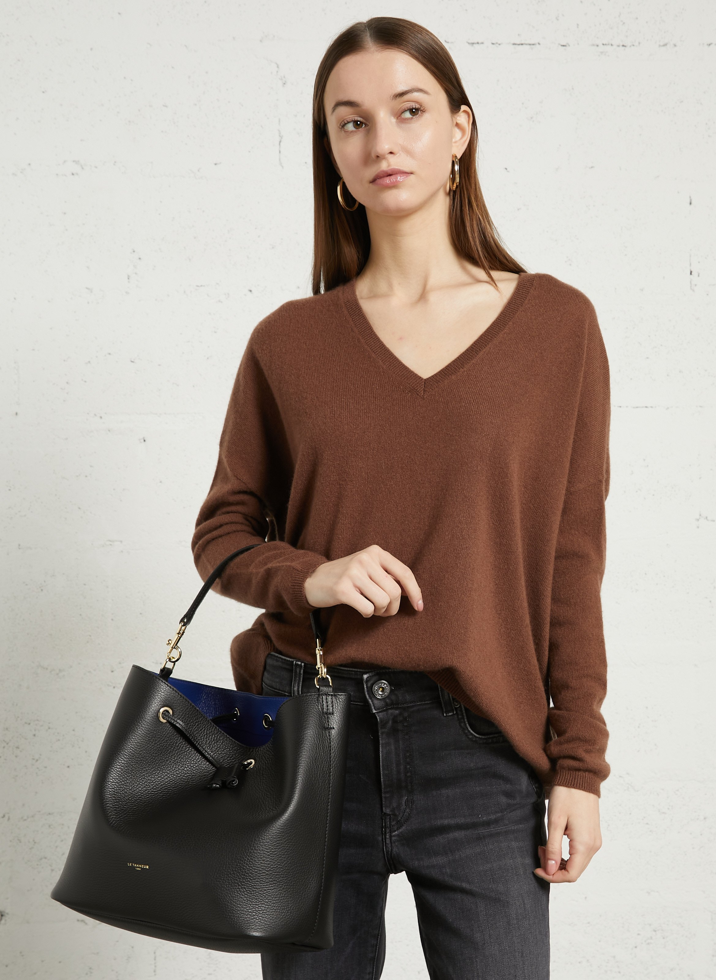 Grand sac seau en cuir grainé LE TANNEUR Noir