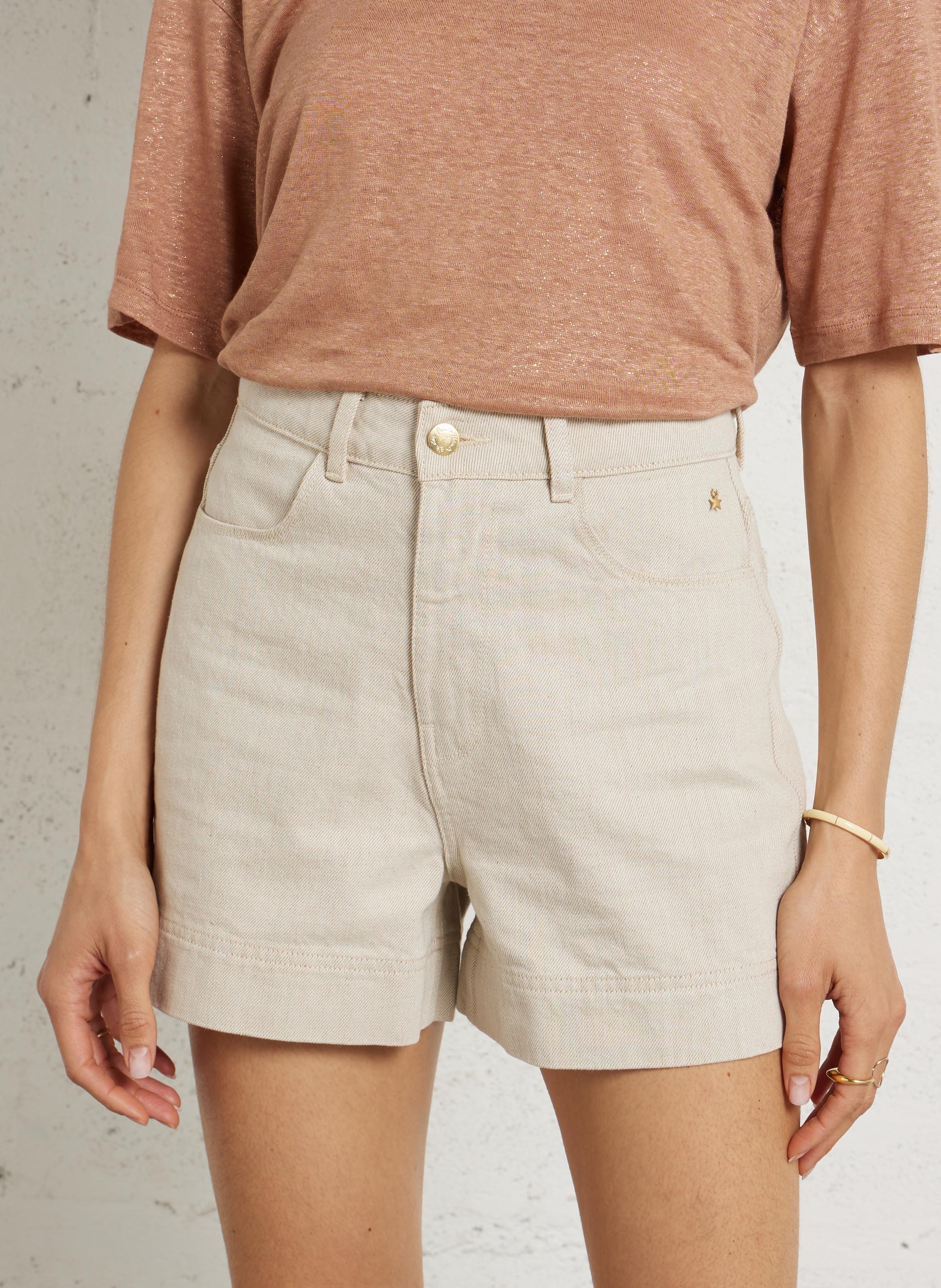 Gerade geschnittene Denim-Shorts DES PETITS HAUTS Beige