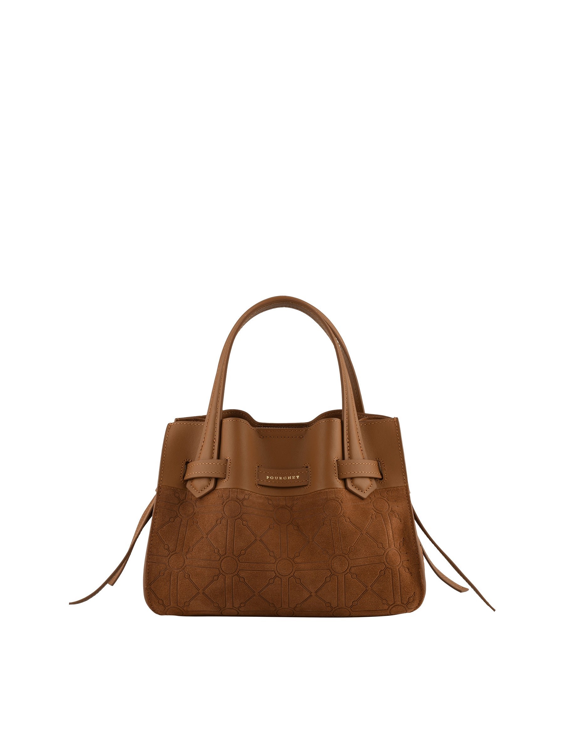 Suede and leather handbag POURCHET