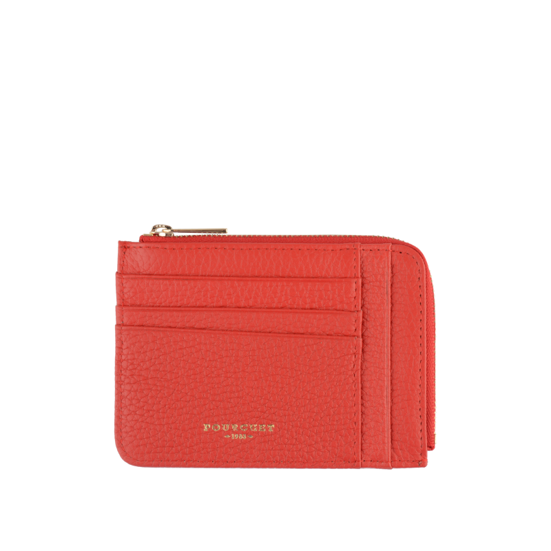 Portefeuille en cuir de vachette POURCHET Rouge