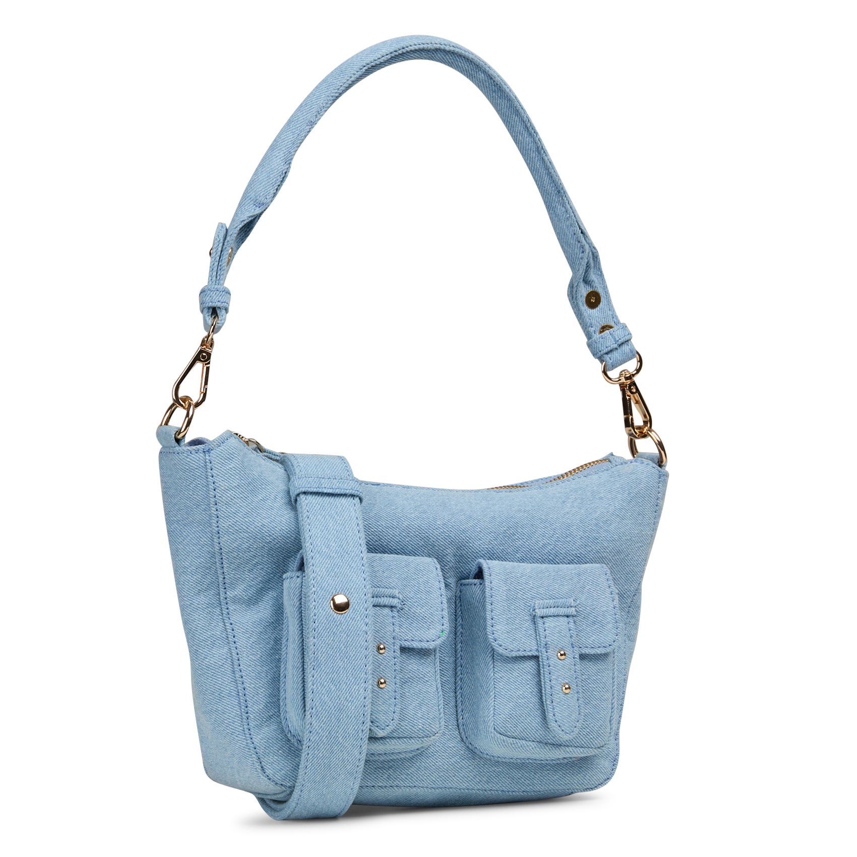 Schoudertas in cargostijl van denim. PETITE MENDIGOTE Blauw