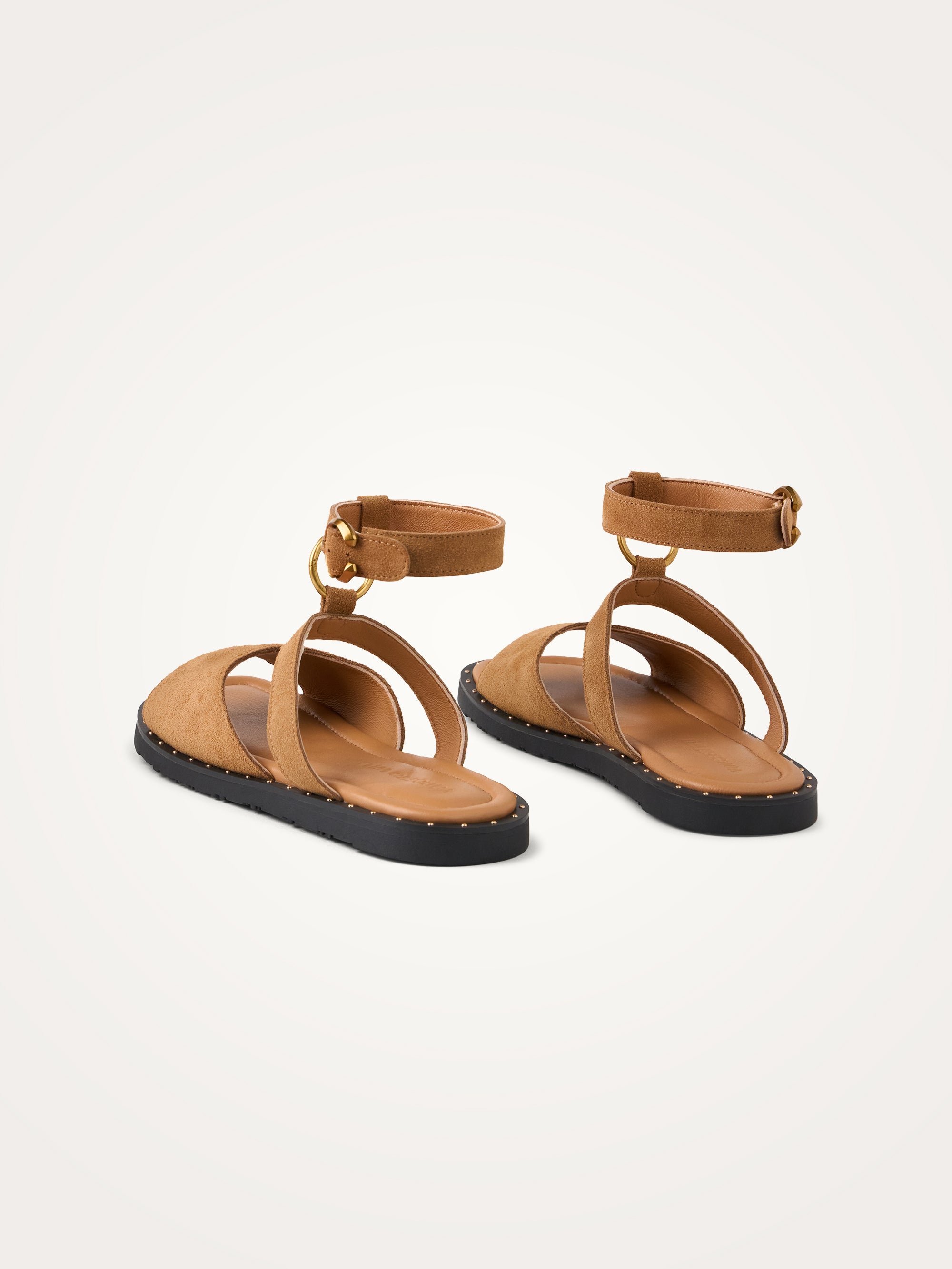 Flat suede sandals with strap VANESSA WU Brown