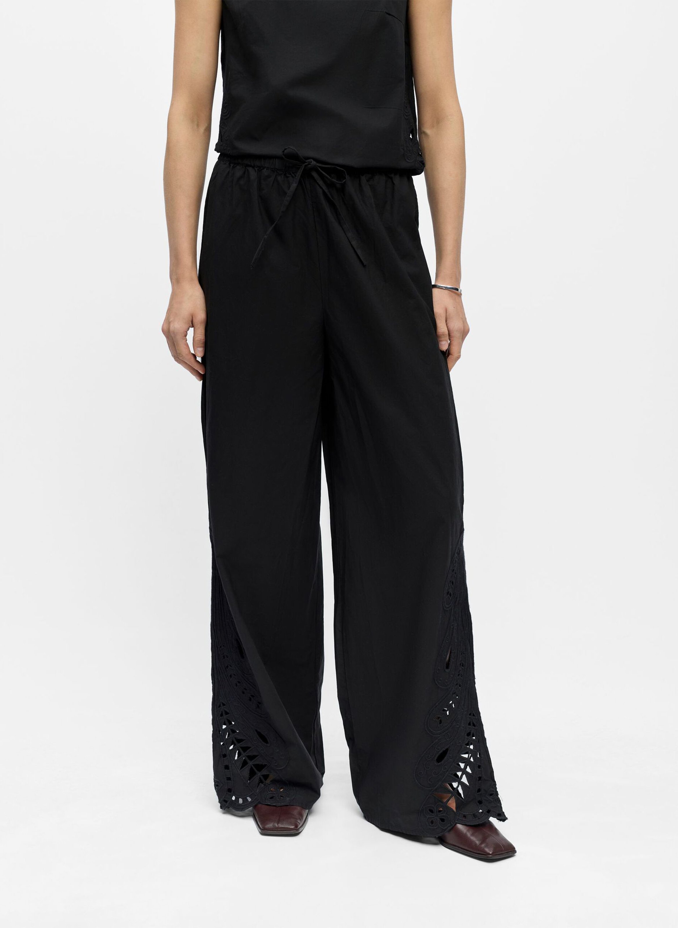 Weite Hose aus Bio-Baumwolle OBJECT Schwarz