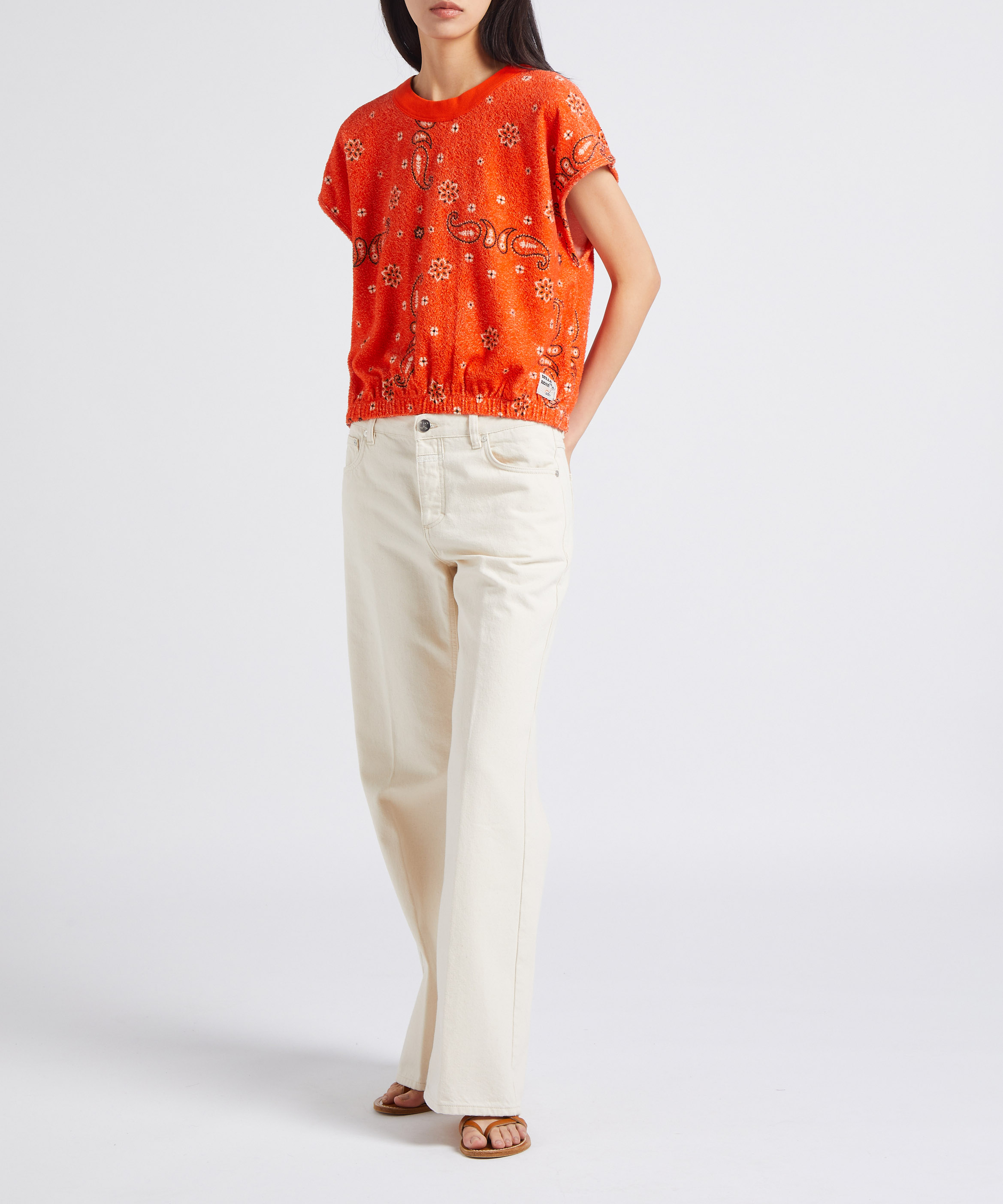 Printed organic cotton terry-look T-shirt BELLEROSE Grey