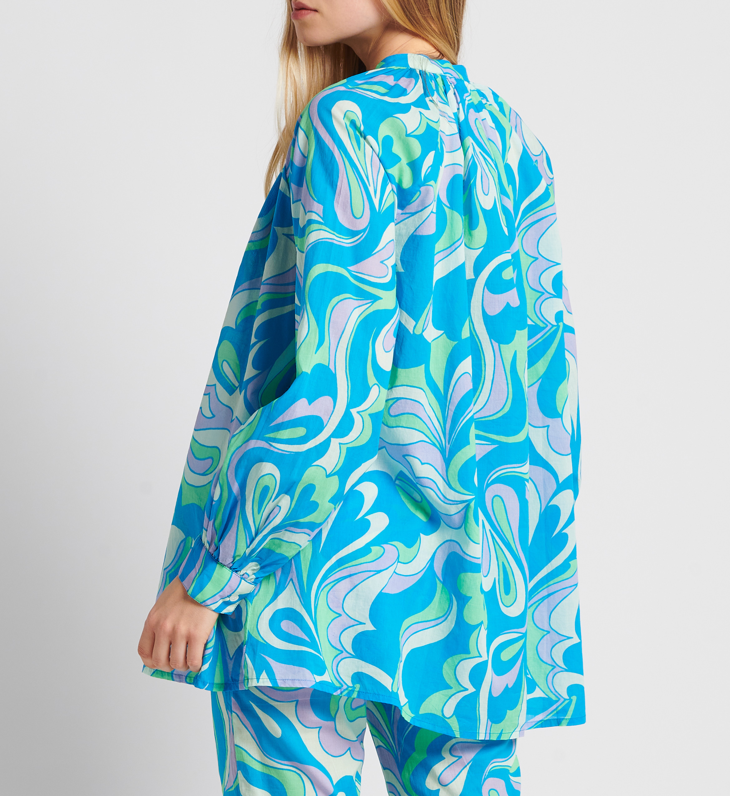 Loose-fit cotton round-neck blouse V DE VINSTER Blue