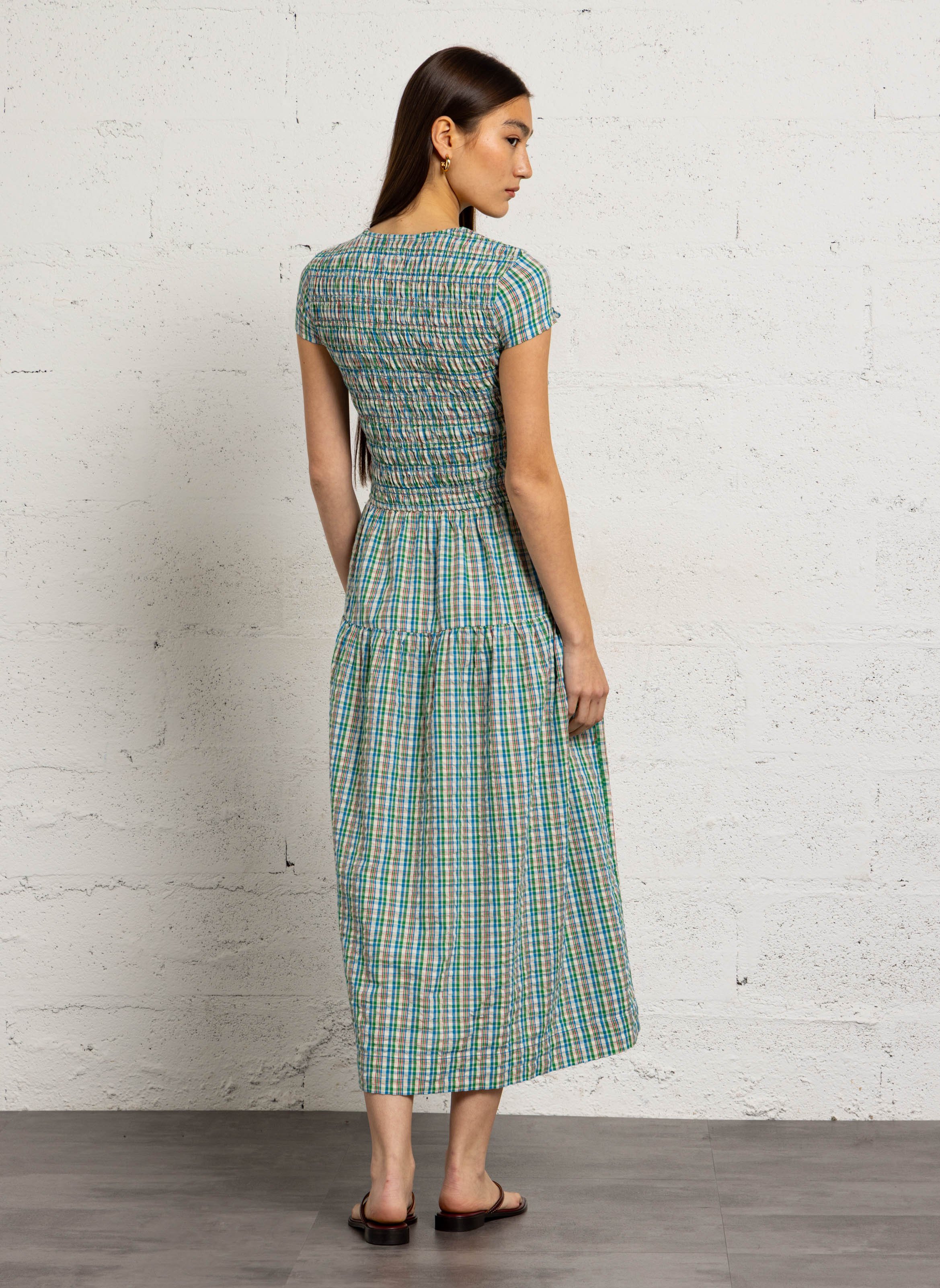 Long organic cotton round-neck dress DAMSON MADDER Multicolored