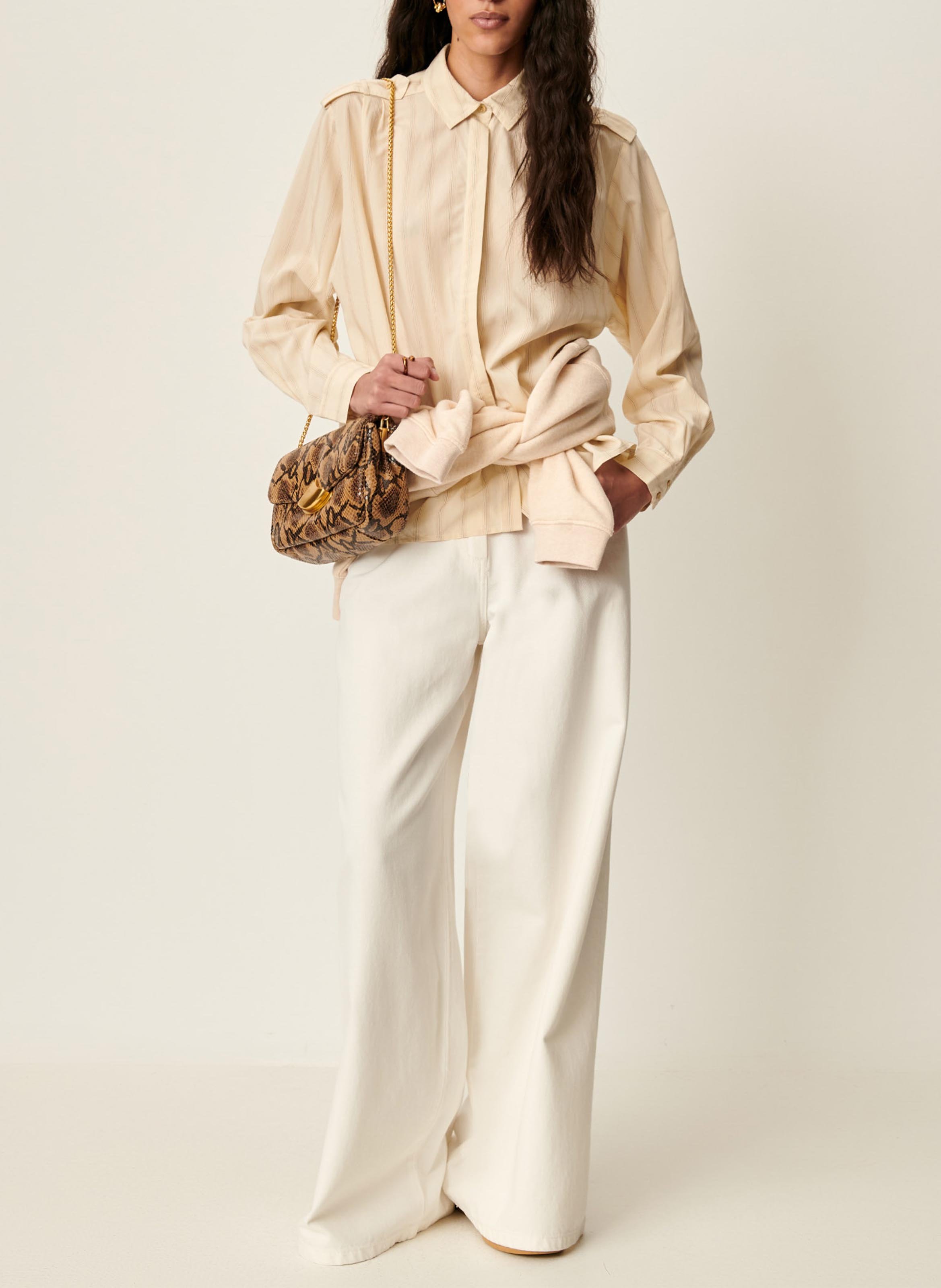 Ginger - Bleistiftrock aus Jacquard-Wolle und Lurex SESSUN Beige