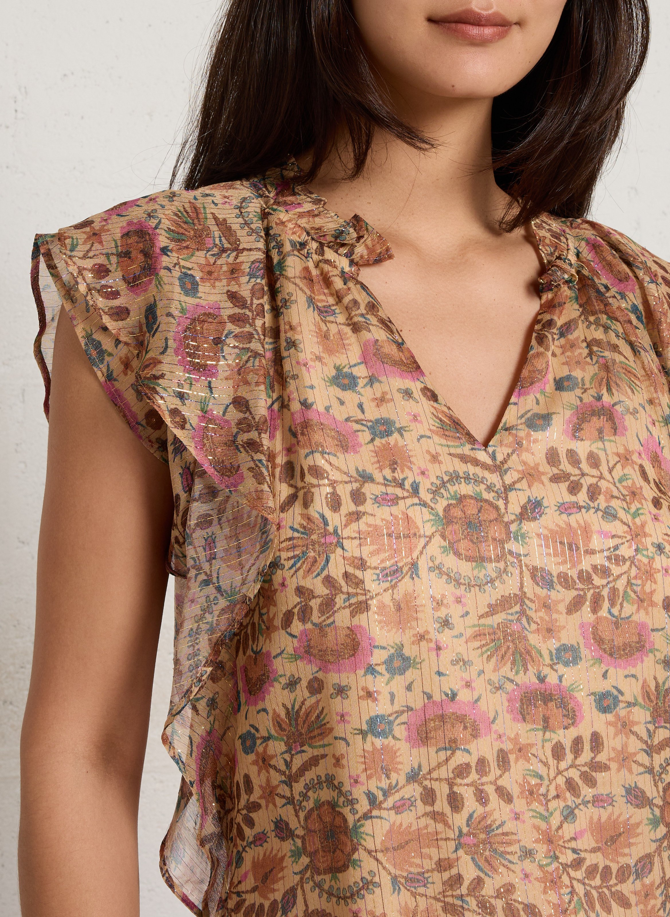 Top met bloemenprint MAISON 123 Beige