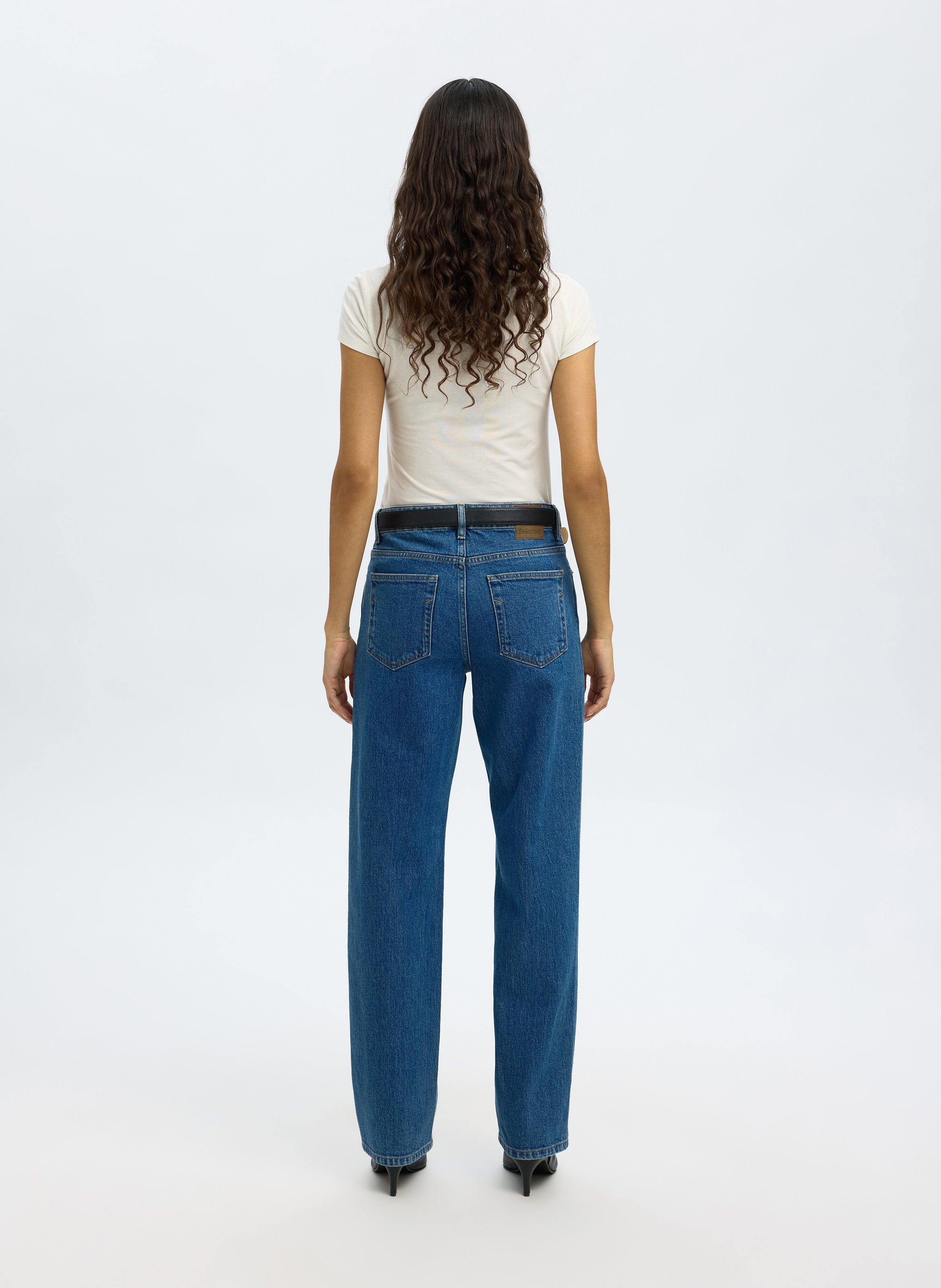 Straight Cut Jeans aus Bio-Baumwoll-Mix SELECTED Blau