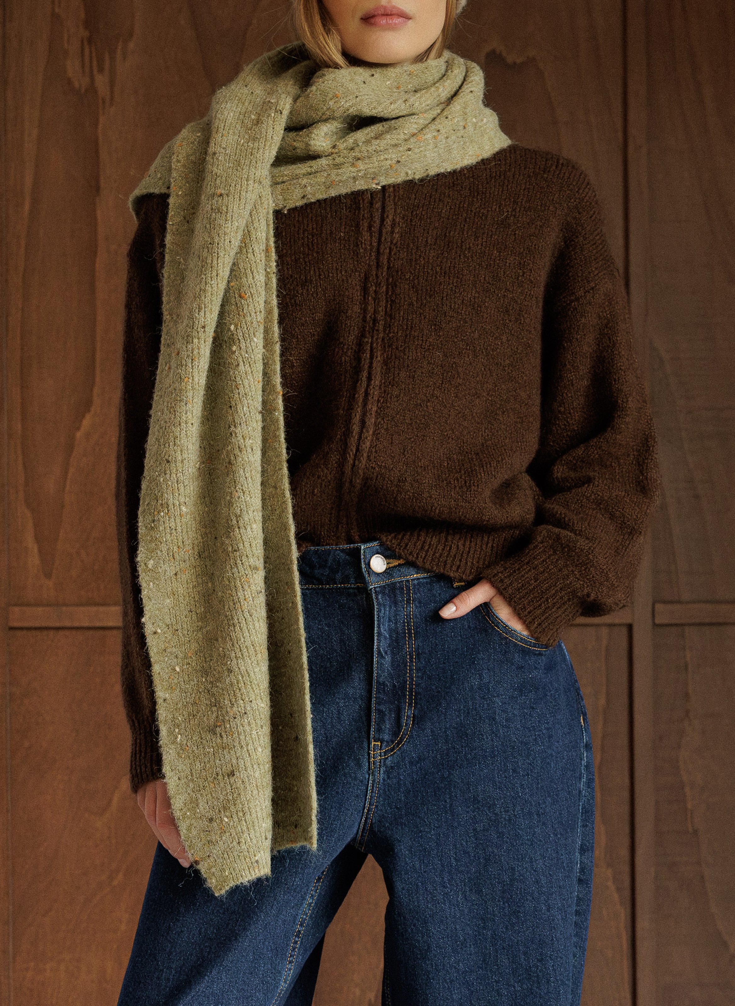 Knit Scarf with Rhinestones INDI & COLD Green
