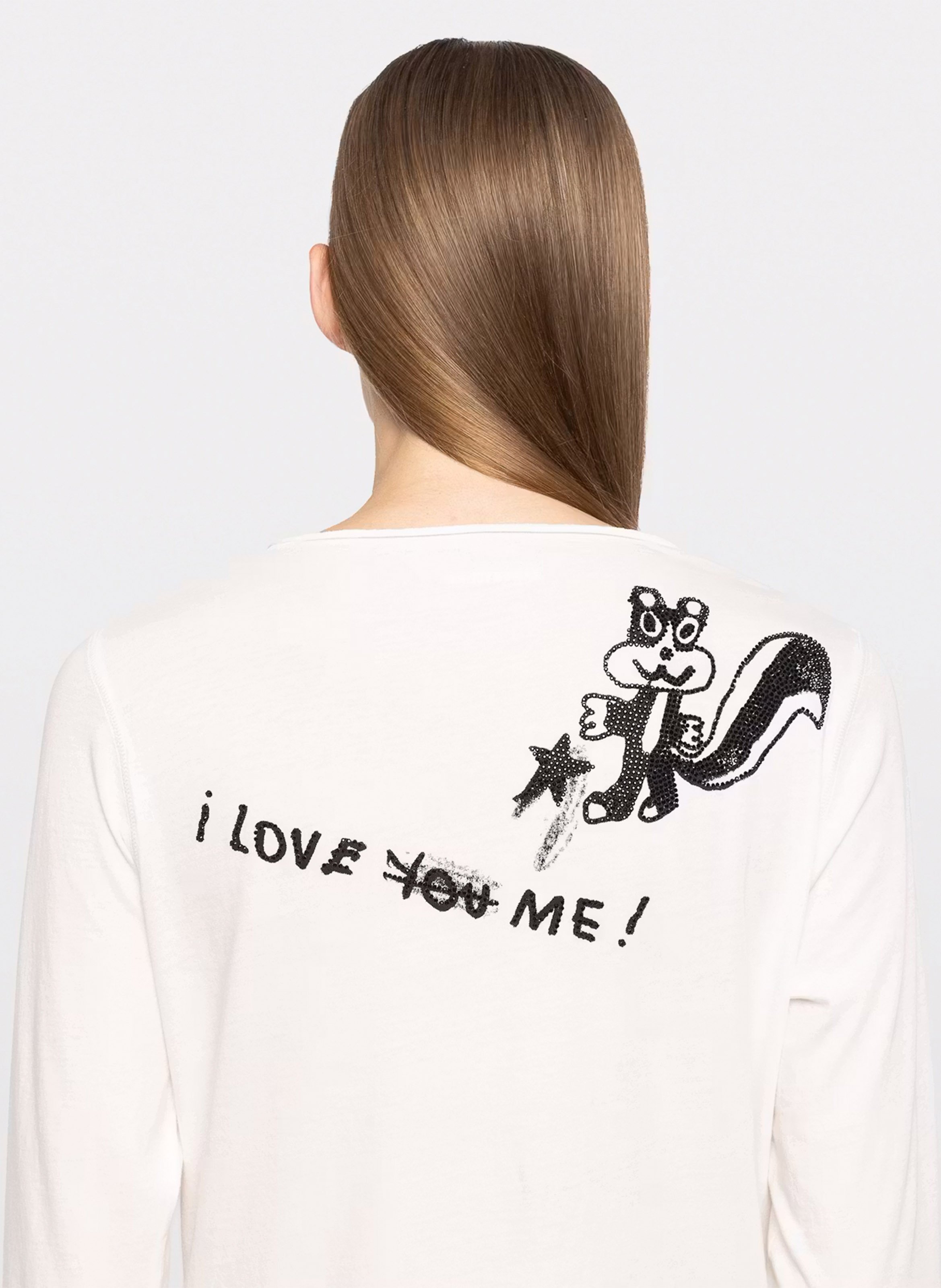 Tee-shirt droit col tunisien en coton ZADIG&VOLTAIRE Blanc