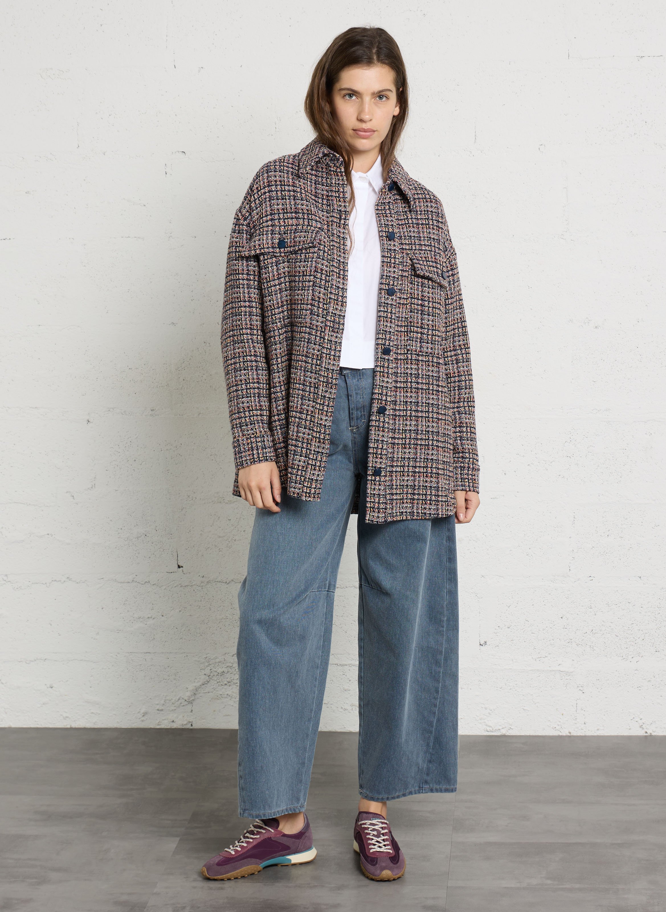 Chemise oversize en tweed de coton mélangé IMPERIAL Bleu