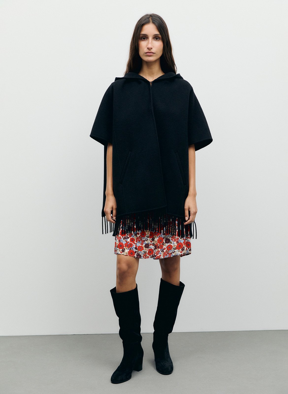 Weites Cape aus Wollmix GERARD DAREL Schwarz