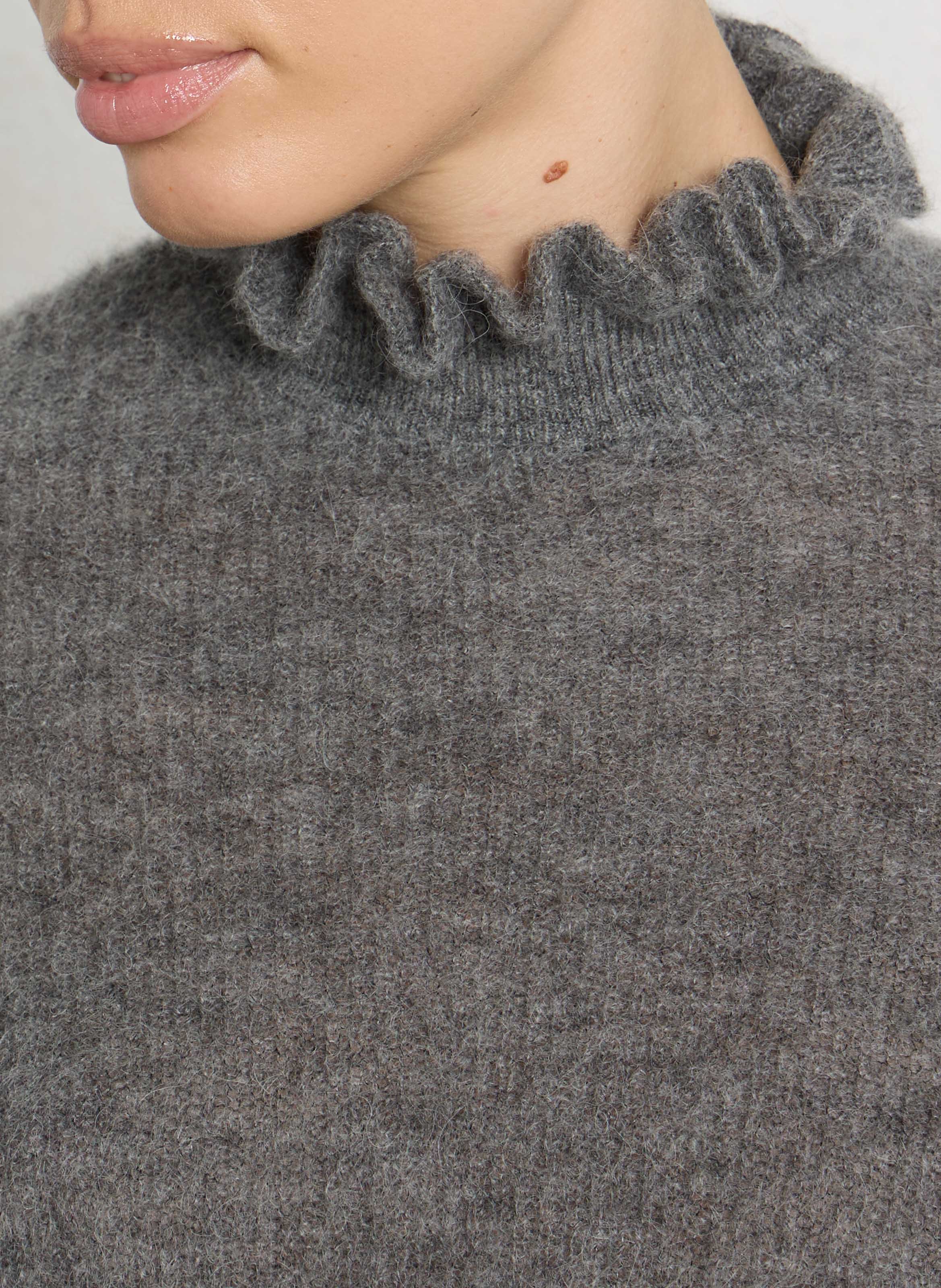 Wollmix-Pullover mit Stehkragen DES PETITS HAUTS Grau