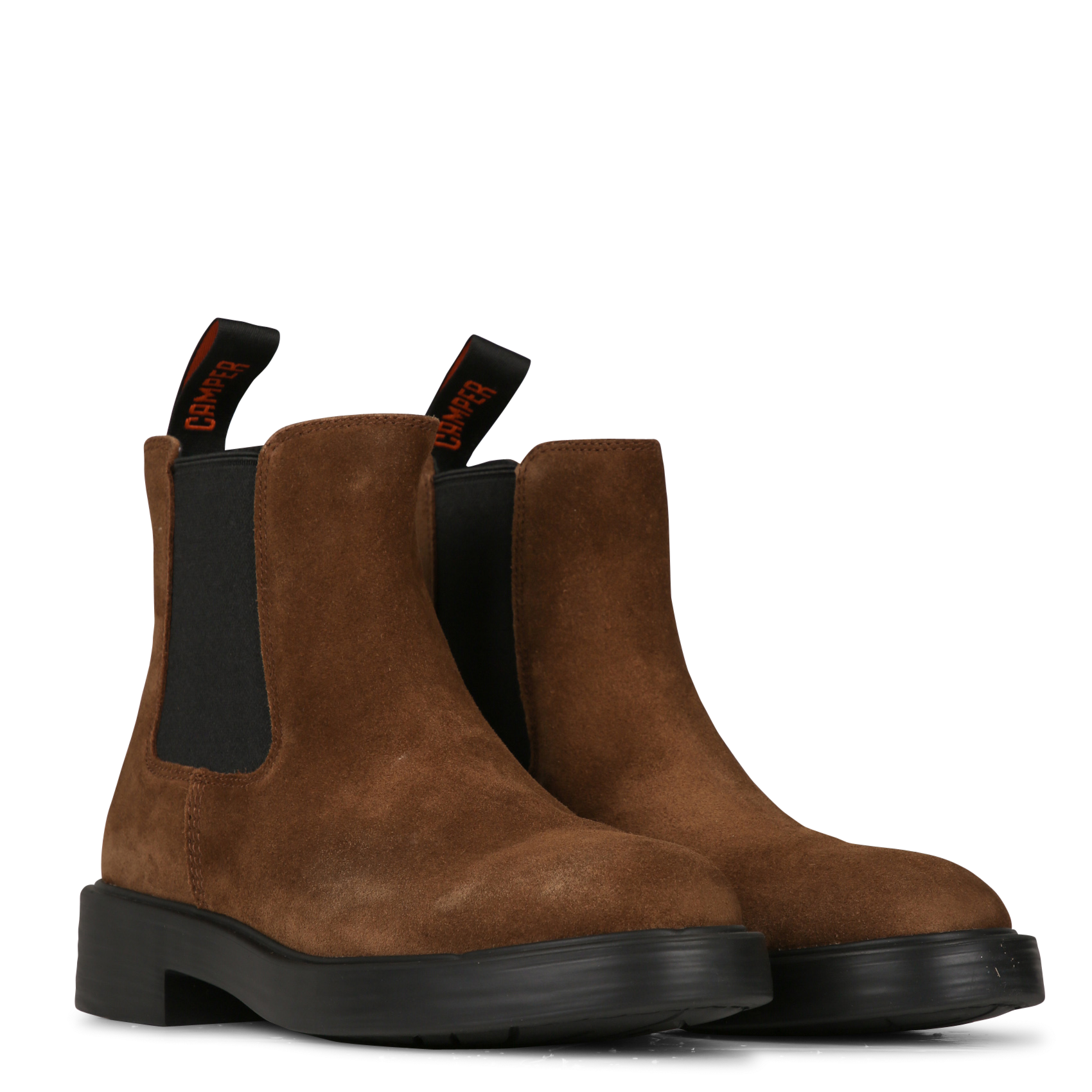 Round-toe Chelsea boots in mixed leather CAMPER Brown