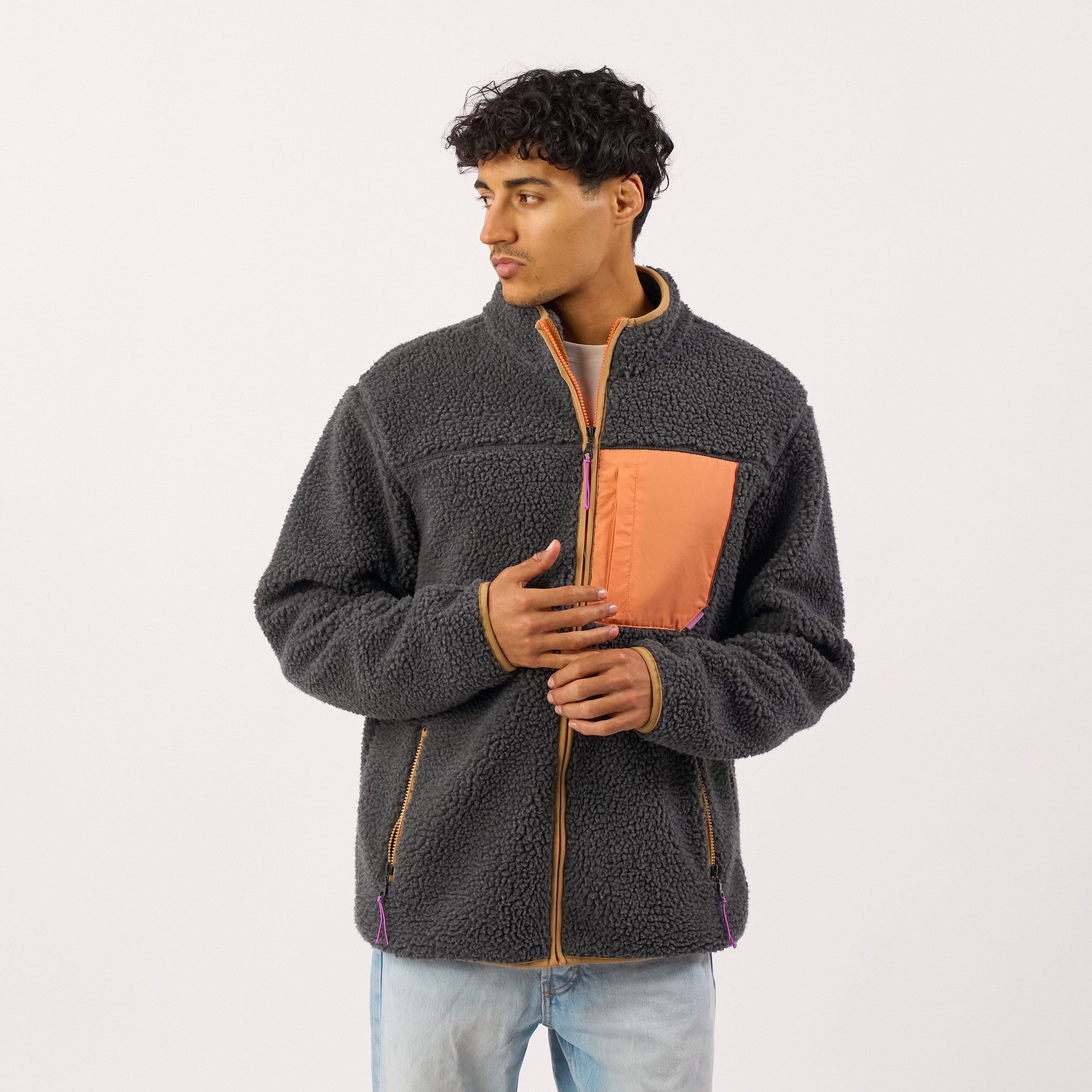 Sherpa zip-up jacket | Grey BILLYBELT Men