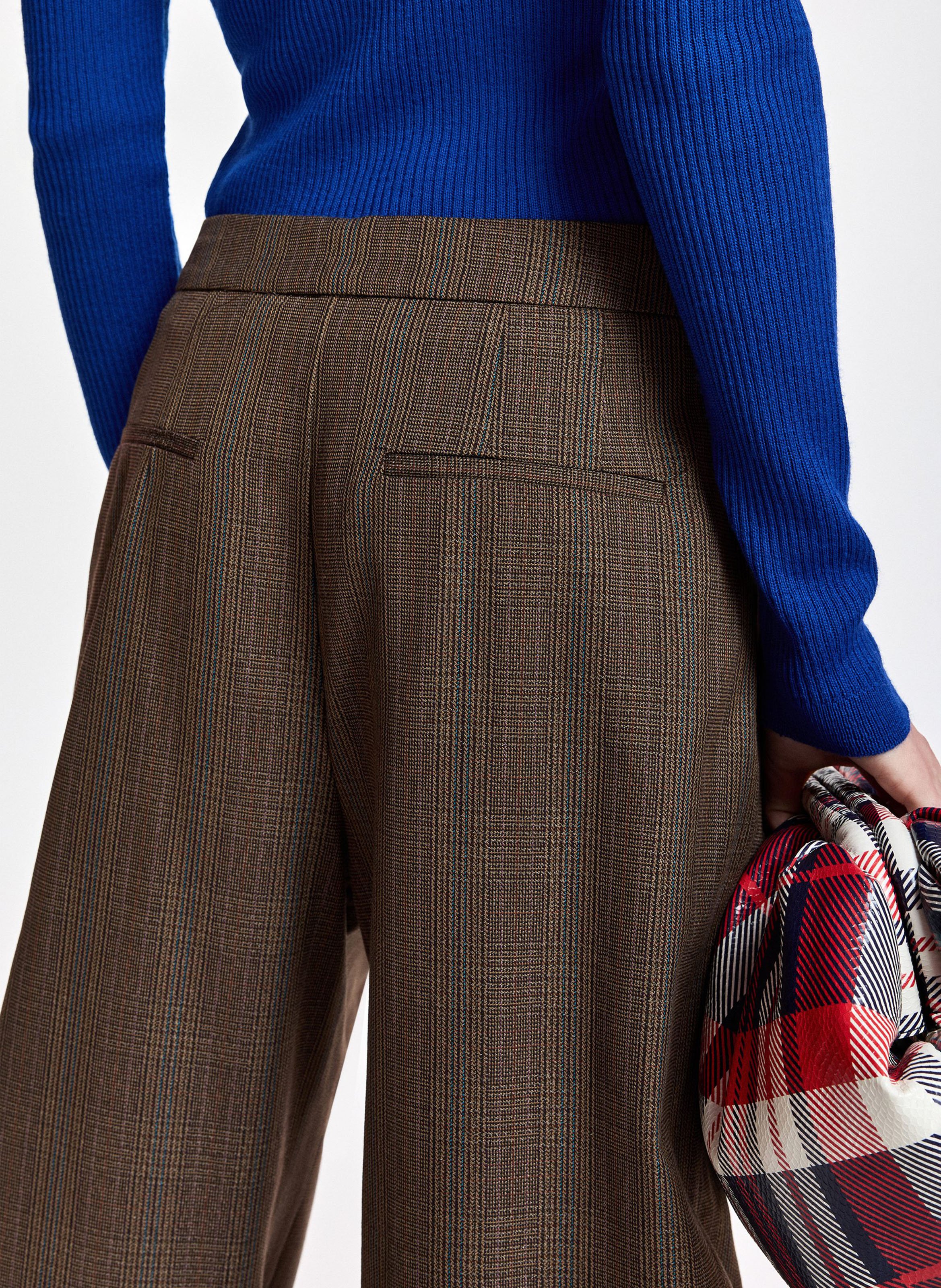 Karierte Barrel-Hose ESSENTIEL ANTWERP Braun