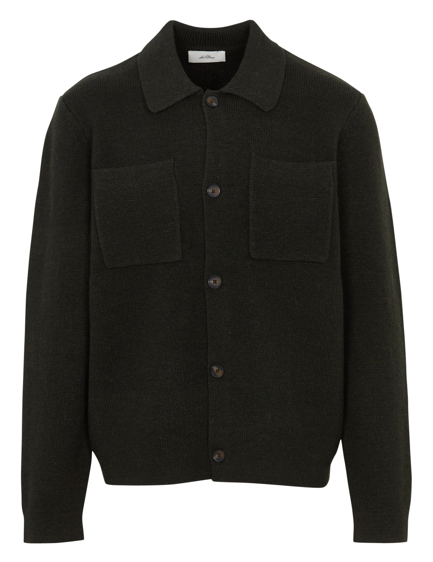 Pull uni à col polo en laine  LES DEUX Vert