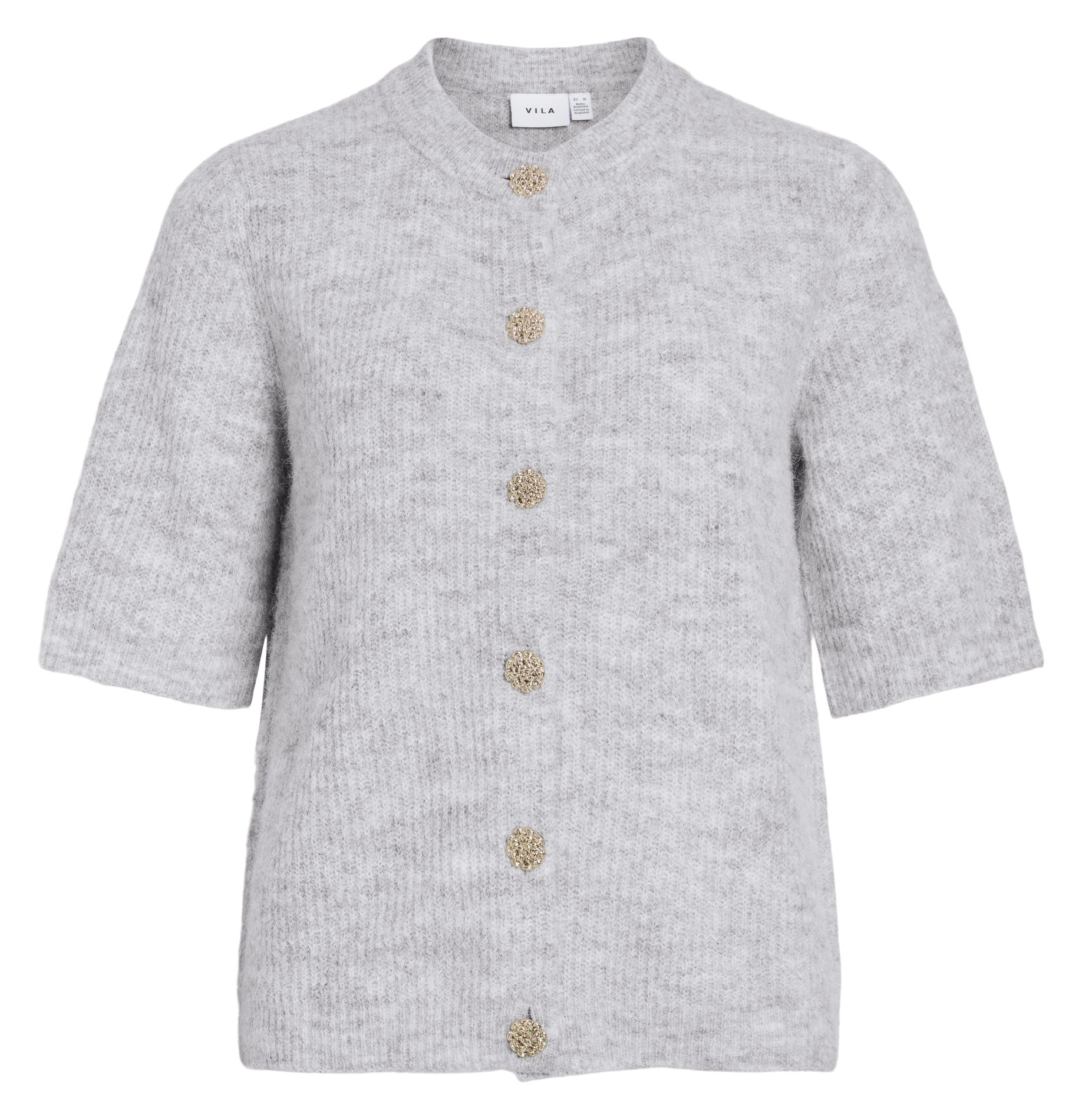 Straight short-sleeved cardigan VILA Grey