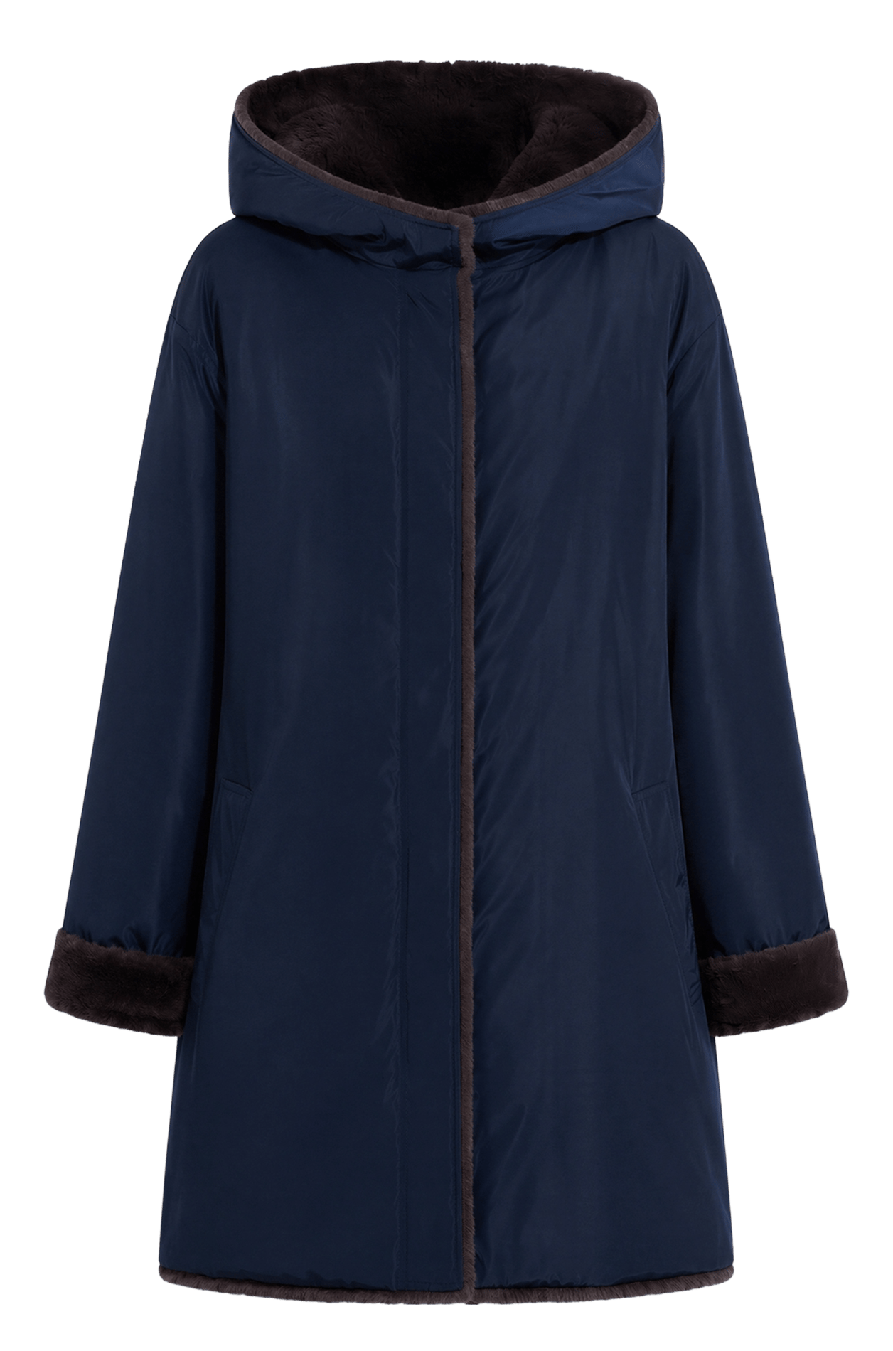 Langer Kapuzenparka, wendbar. PABLO Blau