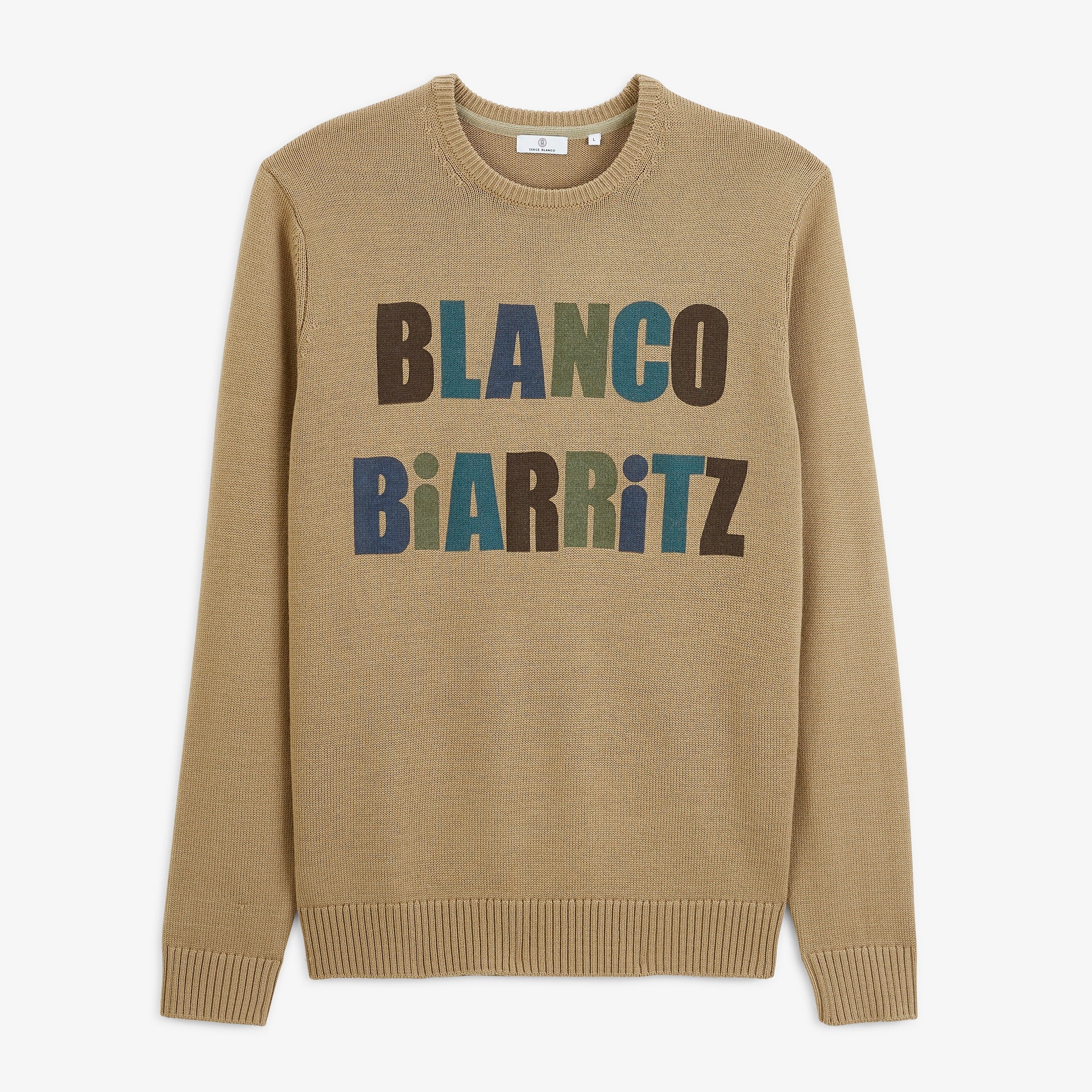 Blanco Biarritz beige jacquard crew-neck Mohan sweater SERGE BLANCO Beige