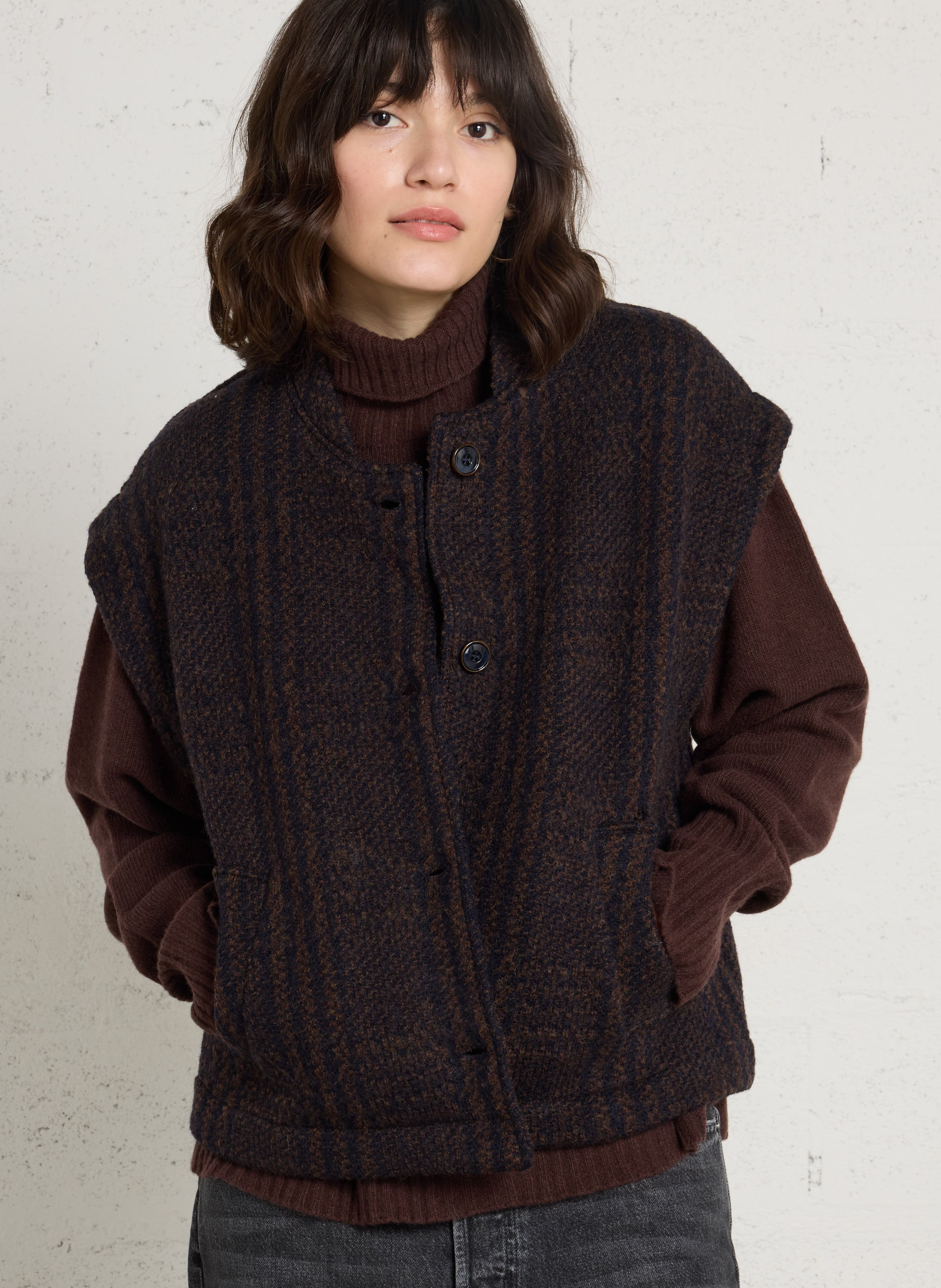 Oversized sleeveless wool jacket SACRECOEUR Multicolored