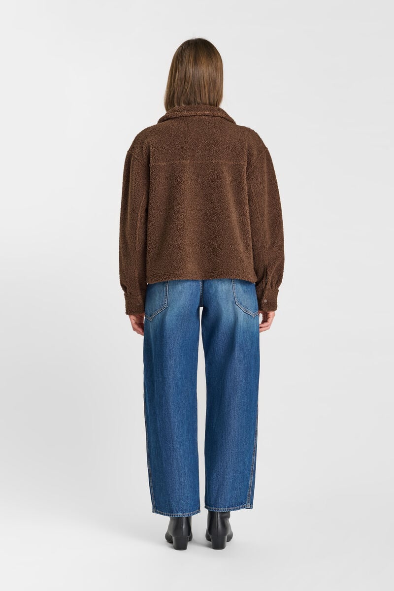 High-Neck Snap-Button Jacket LE TEMPS DES CERISES Brown
