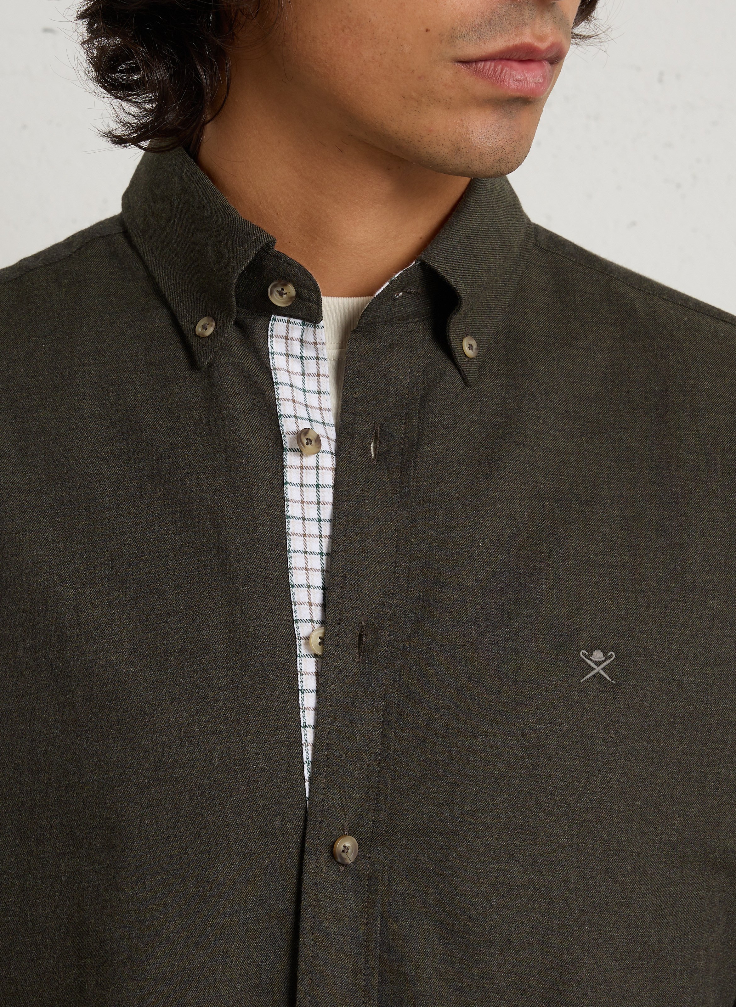 Chemise col classique en coton HACKETT Vert