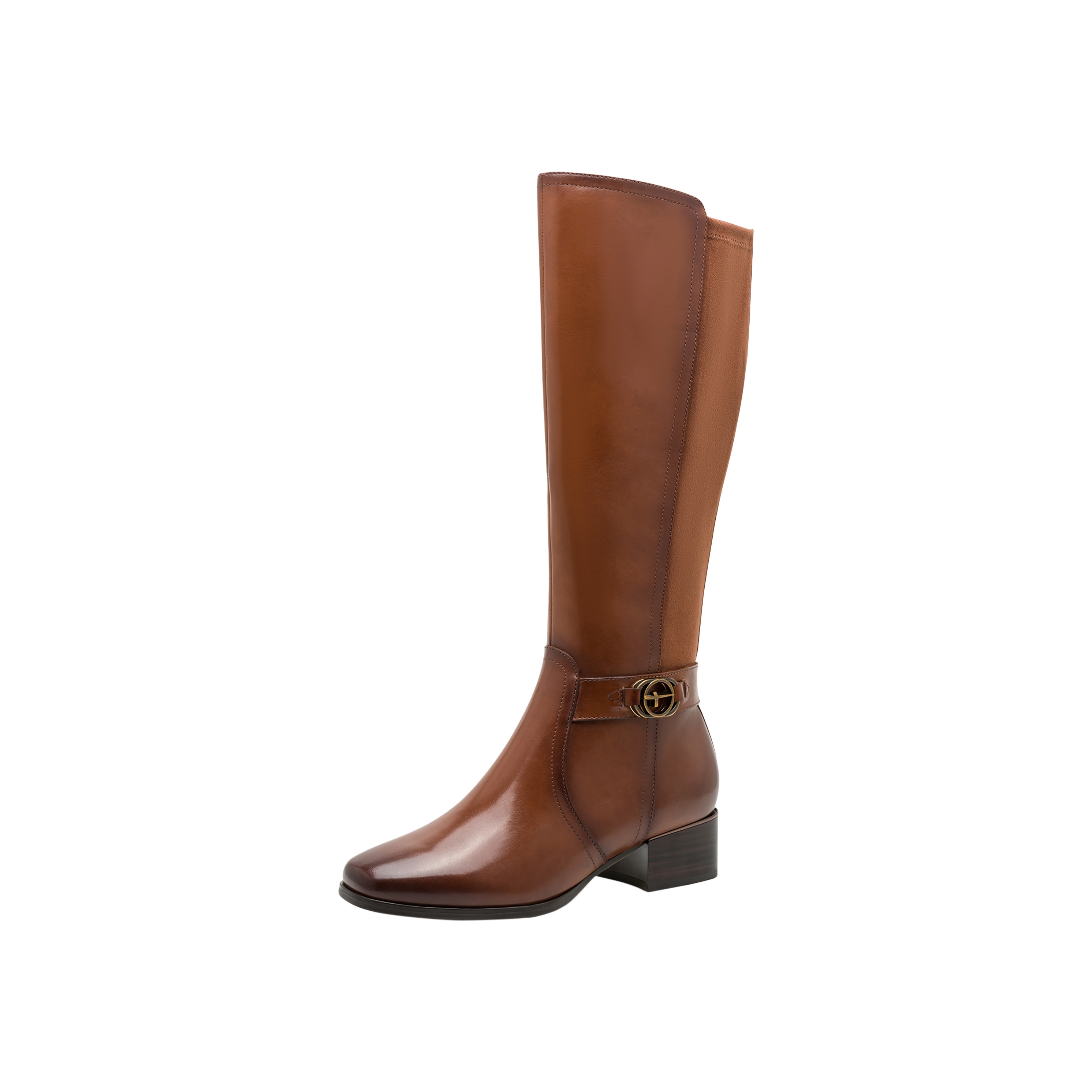 Comfort leather heeled boot | Brown TAMARIS Women