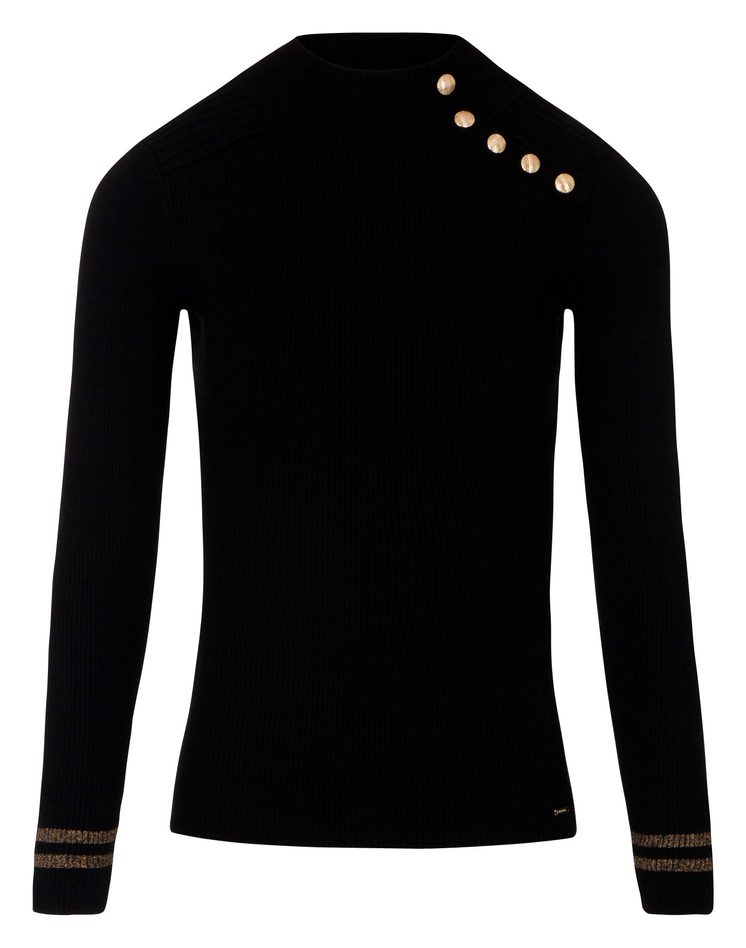 Trui met opstaande kraag en 5 knopen MORGAN Zwart