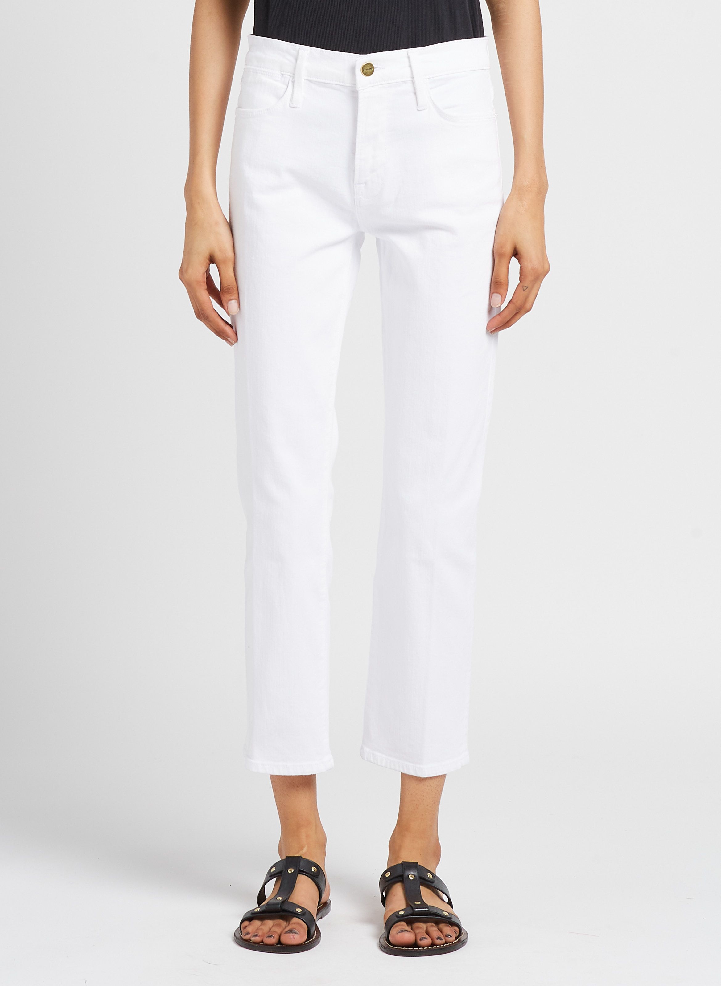 Frame white cropped store jeans