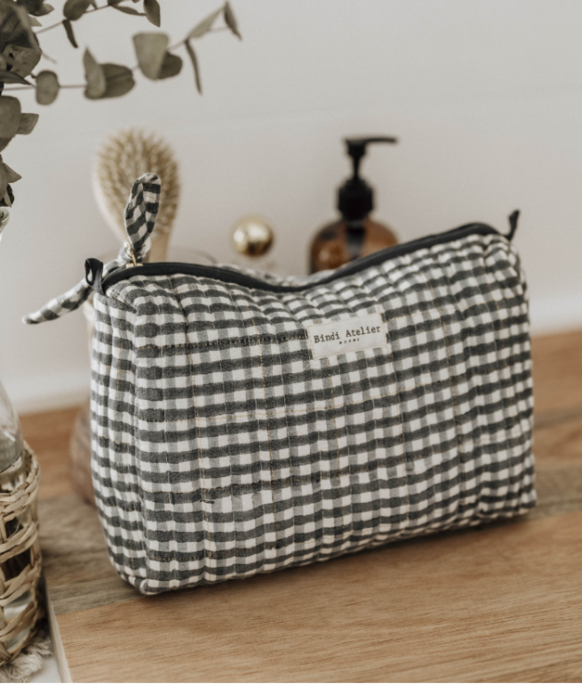 Lurex and gingham wash bag BINDI ATELIER Multicolored