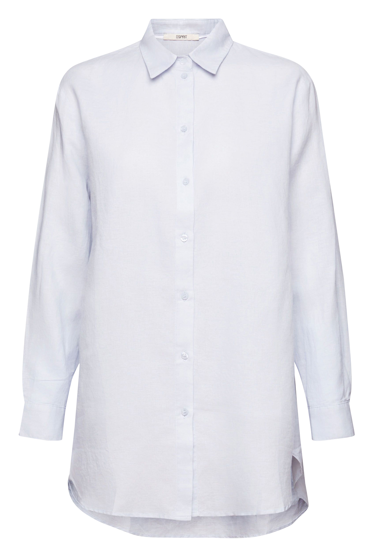 Chemise col classique droite en lin et coton mélangé ESPRIT Bleu