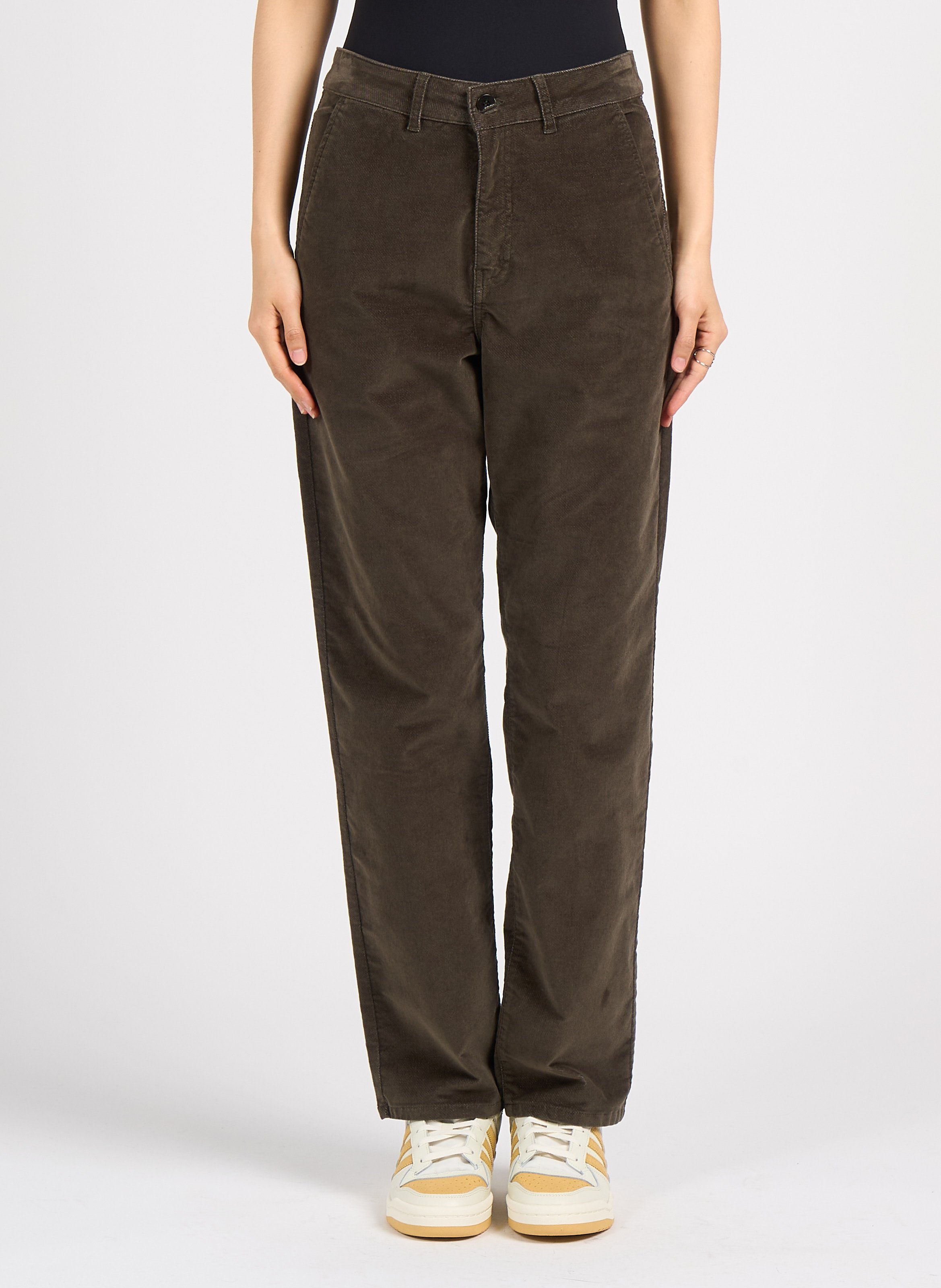 Gerade geschnittene Hose aus gemischtem Baumwoll-Velours. ACQUAVERDE Grun