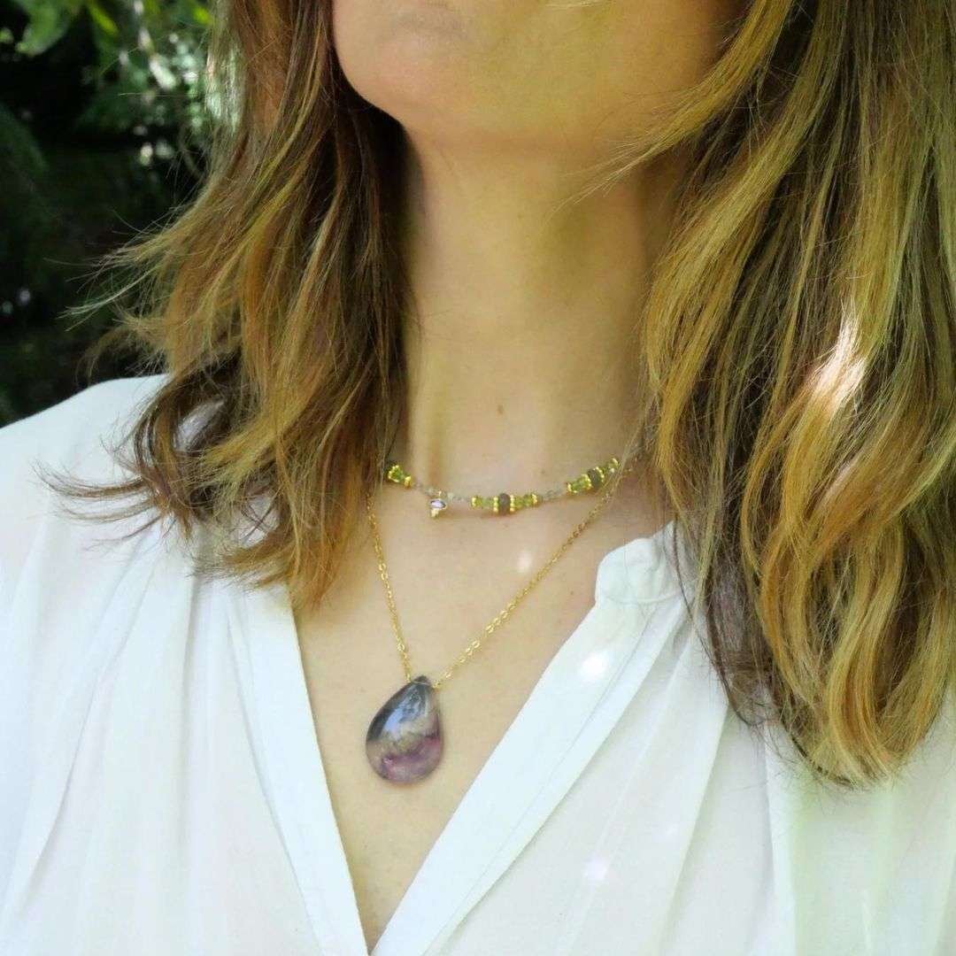 Peridot and amethyst necklace GINANDGER Purple