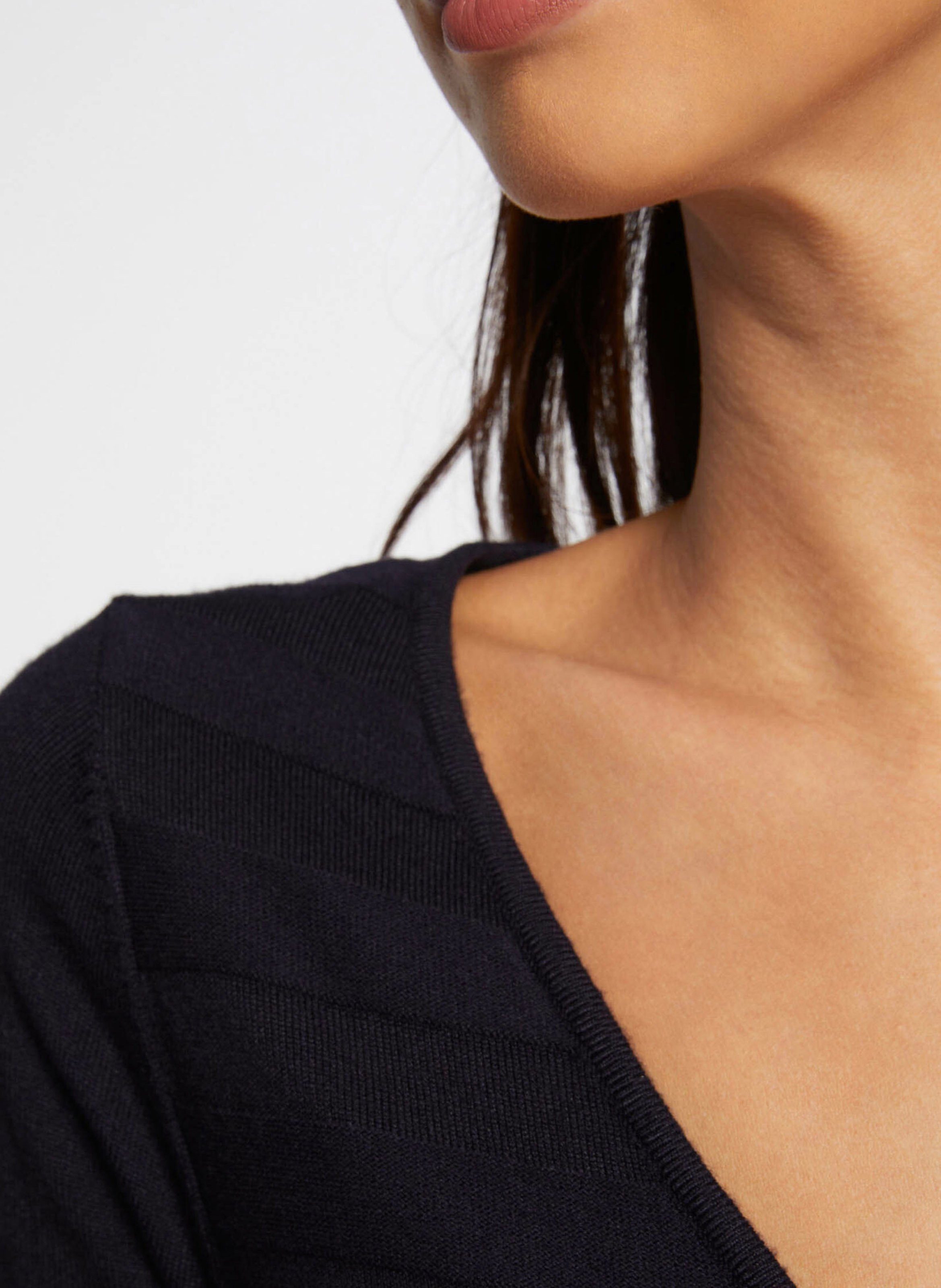 Pull col V zippé MORGAN Bleu