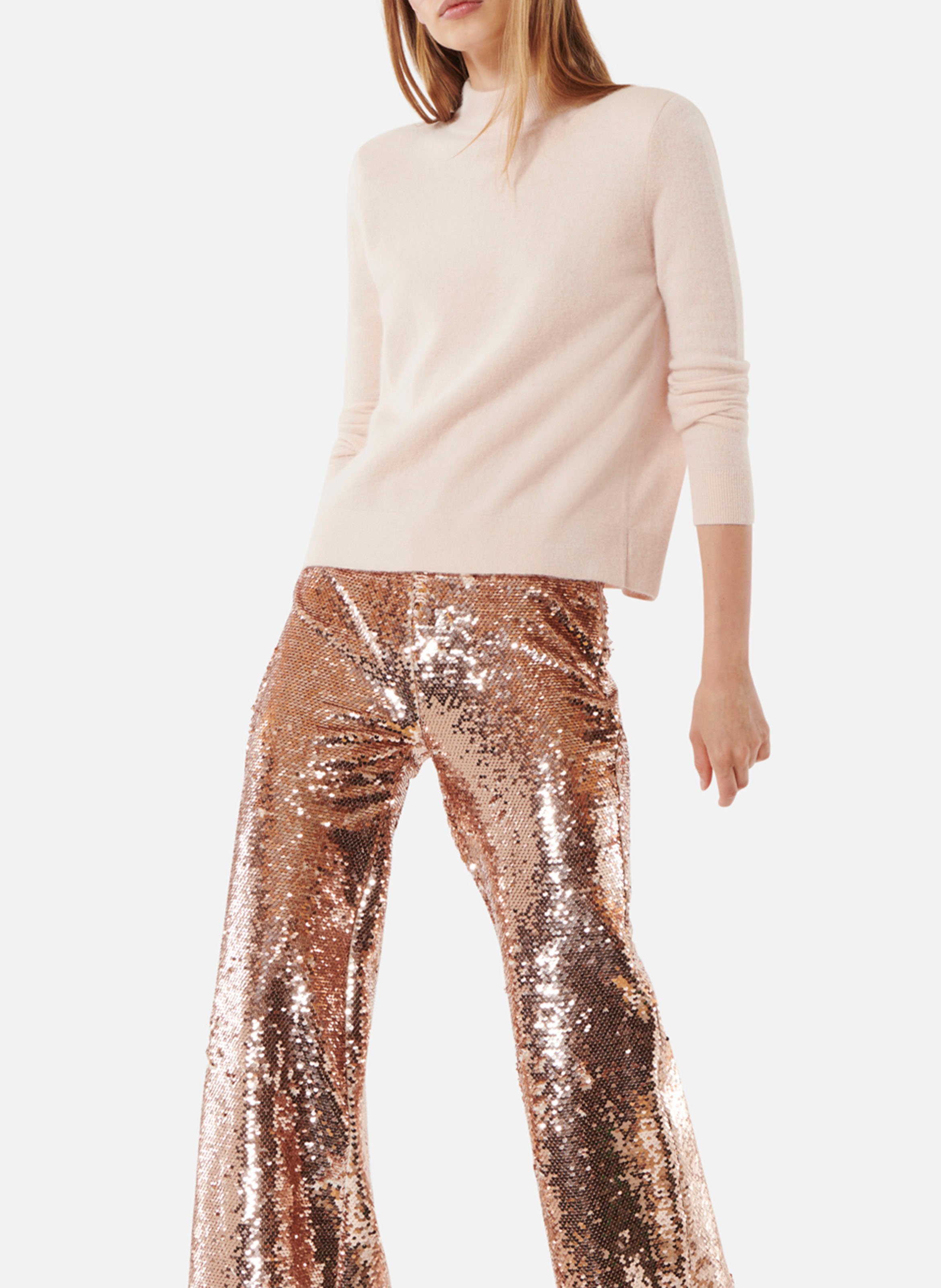 Effen trui van wolmix met lange mouwen en kant KARMA KOMA Beige