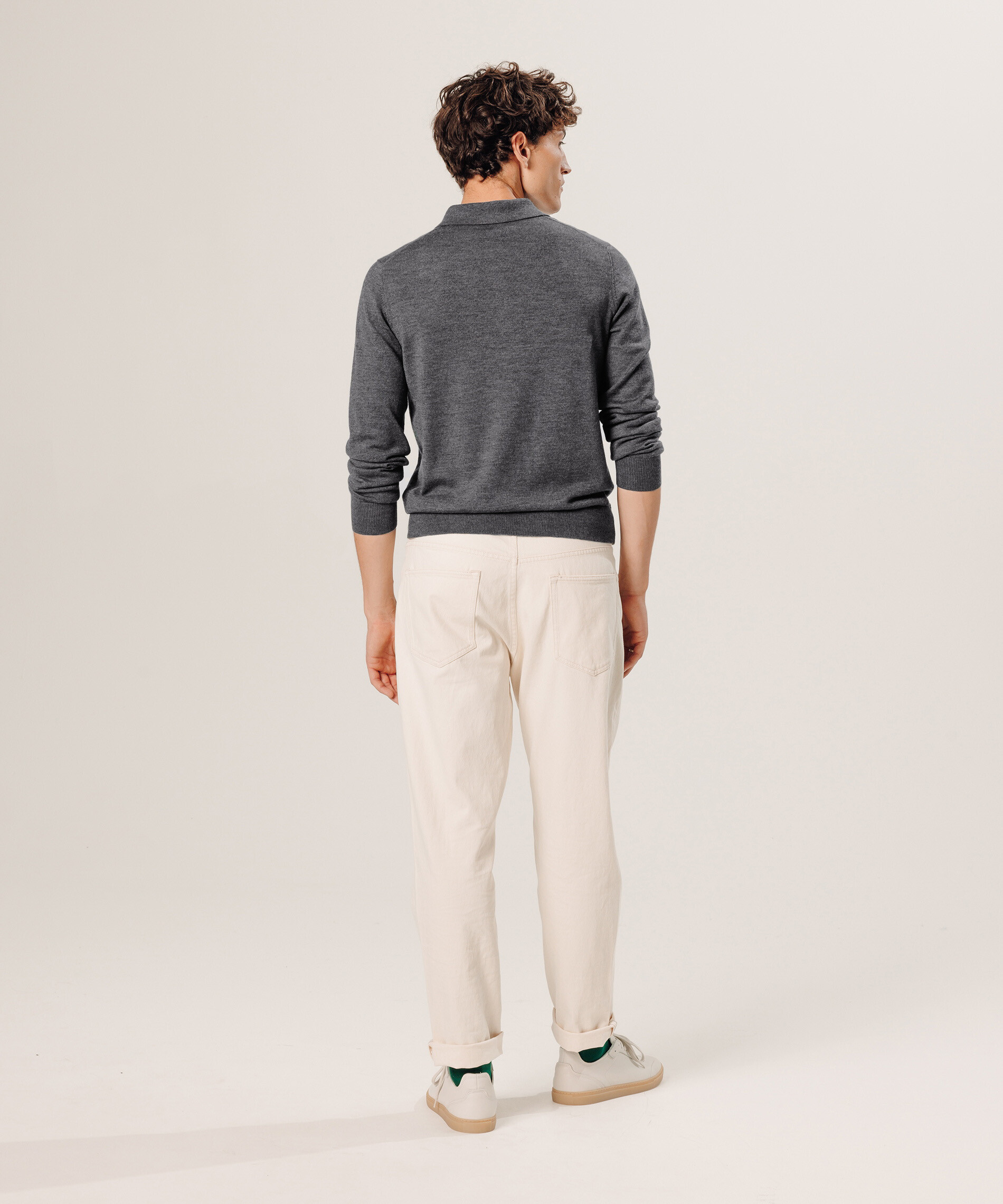 Pull col v en laine mérinos RODIER Gris