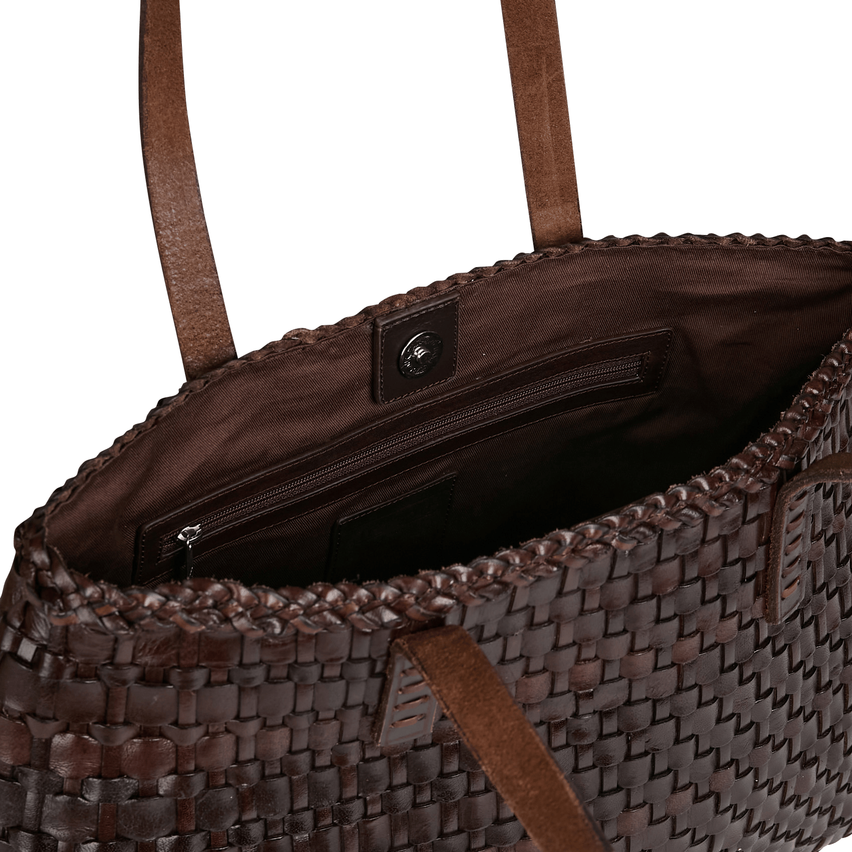 Sac porté épaule en cuir tressé  DRAGON DIFFUSION Marron