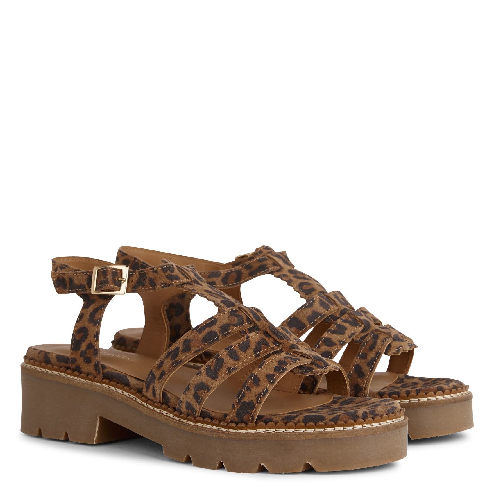 Flache Sandalen aus bedrucktem Veloursleder MELLOW YELLOW Mehrfarbig