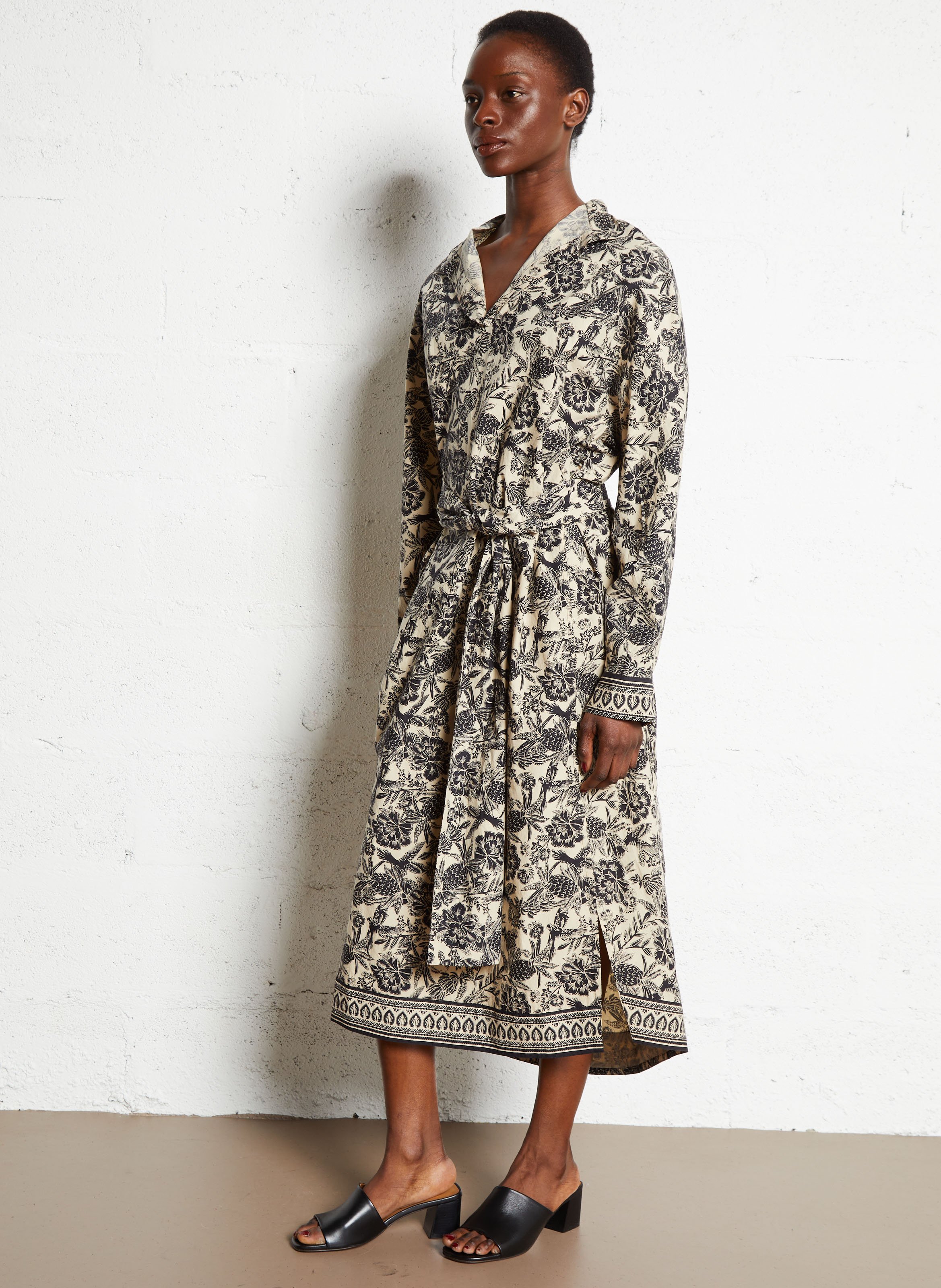 Langes Baumwollkleid mit Print  LAURENCE BRAS Schwarz