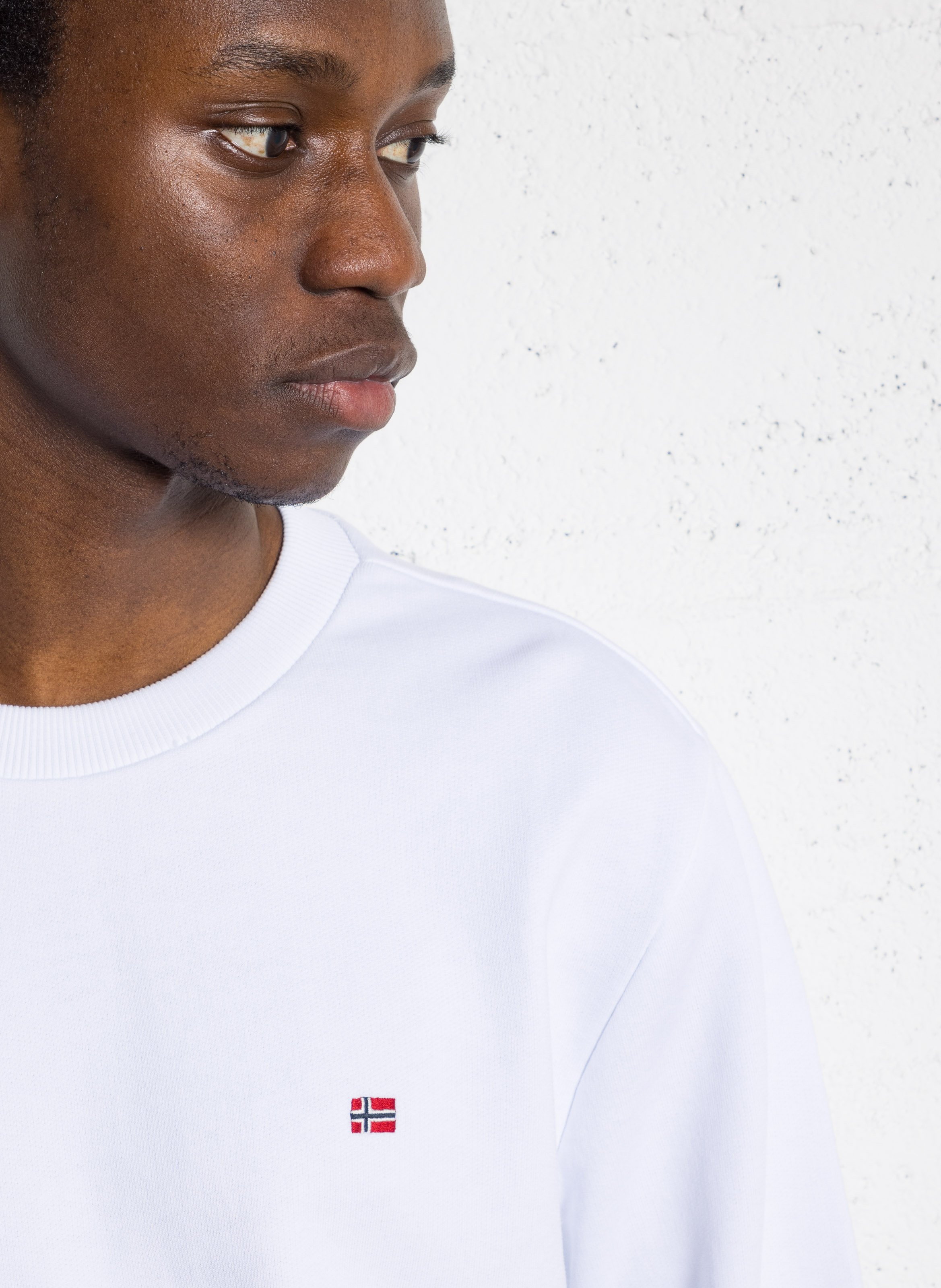 Sweat droit col rond en coton NAPAPIJRI Blanc