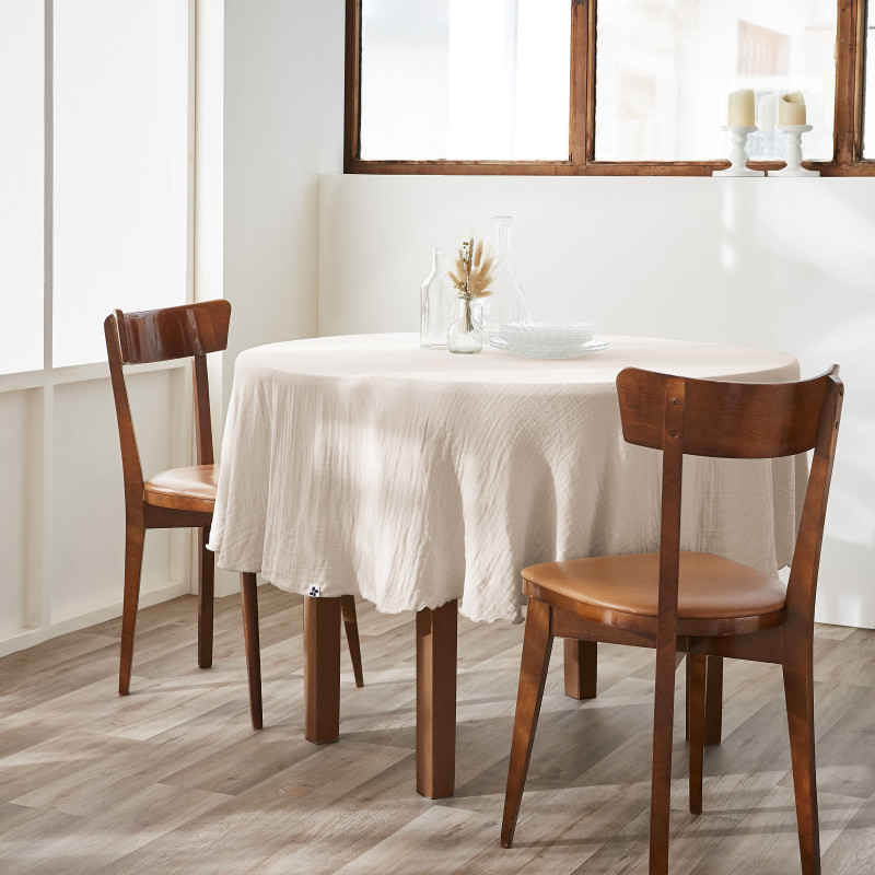 Cotton gauze tablecloth L'EFFET PAPILLON Beige