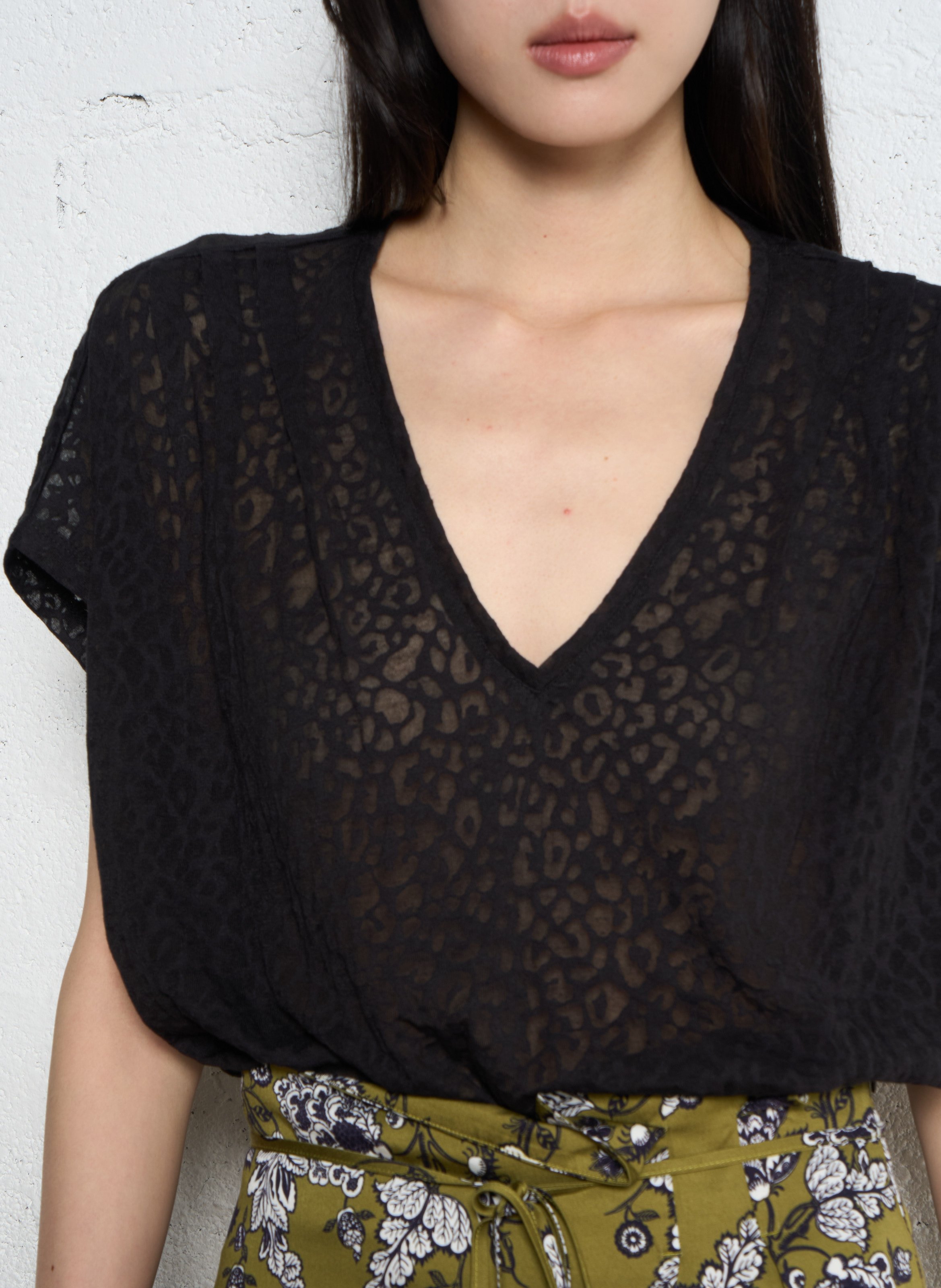 Baumwoll-T-Shirt mit V-Ausschnitt IKKS Schwarz