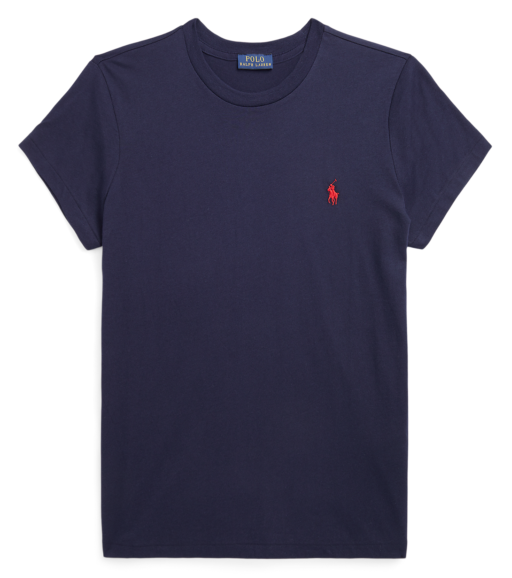 Tee-shirt col rond brodé en coton POLO RALPH LAUREN Bleu