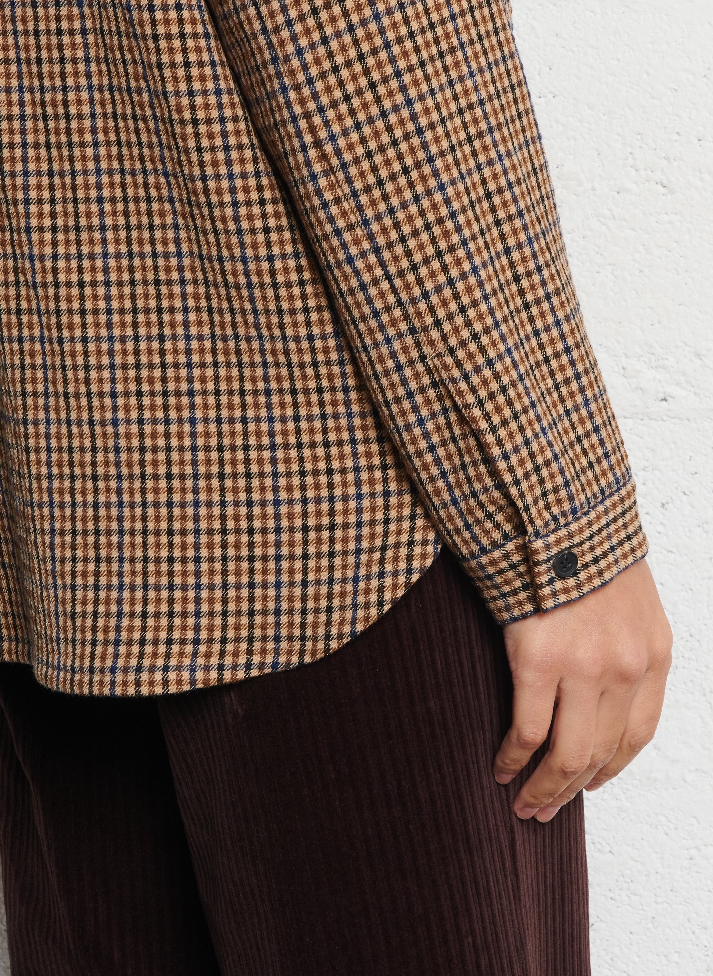 Oversized checkered overshirt NICE THINGS Beige