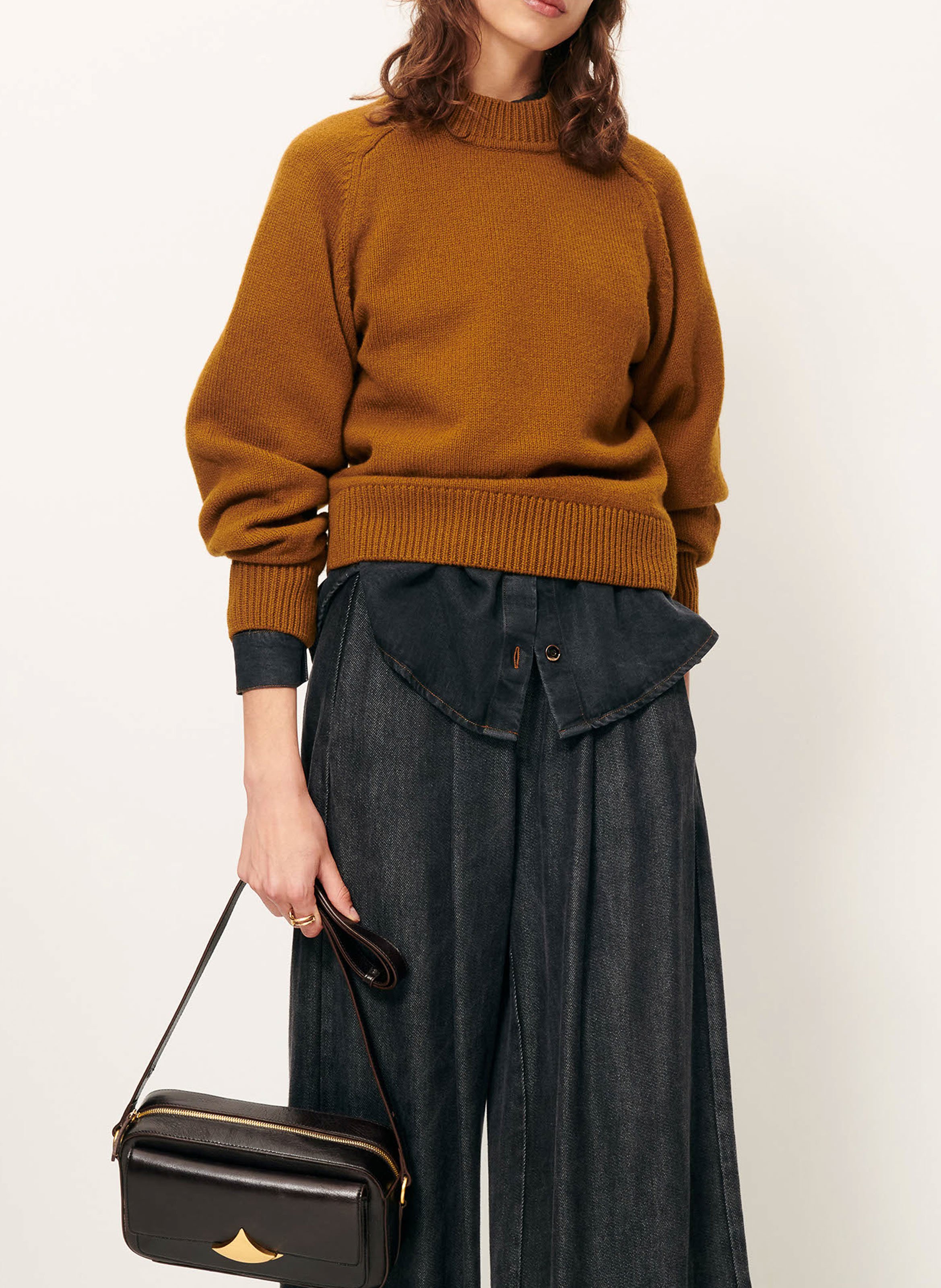 Pull droit en laine mélangée SESSUN Marron