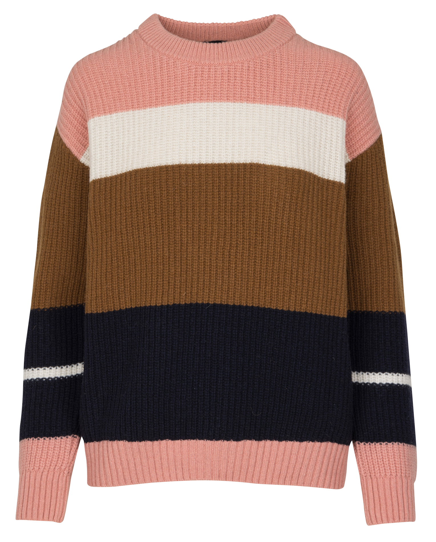 Pull col rond rayé en laine mélangée ARMOR LUX Marron